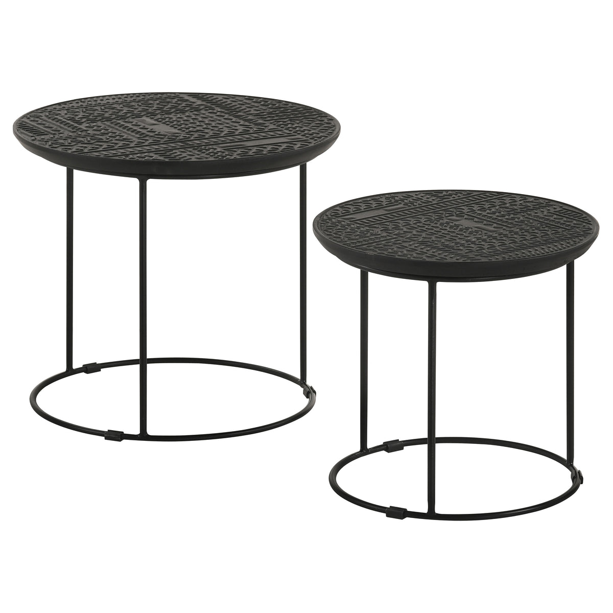 Best Furniture Outlet - Coaster - Loannis 2-piece Round Mango Wood Nesting Table Matte Black - 935842