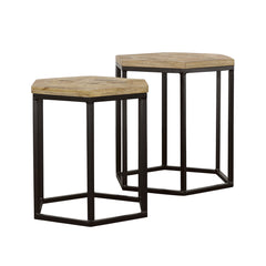 Adger 2-piece Hexagonal Nesting Tables Natural and Black