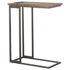Best Furniture Outlet - Coaster - Rudy C-Shaped Side Table with Power Outlet Antique Brown - 935871