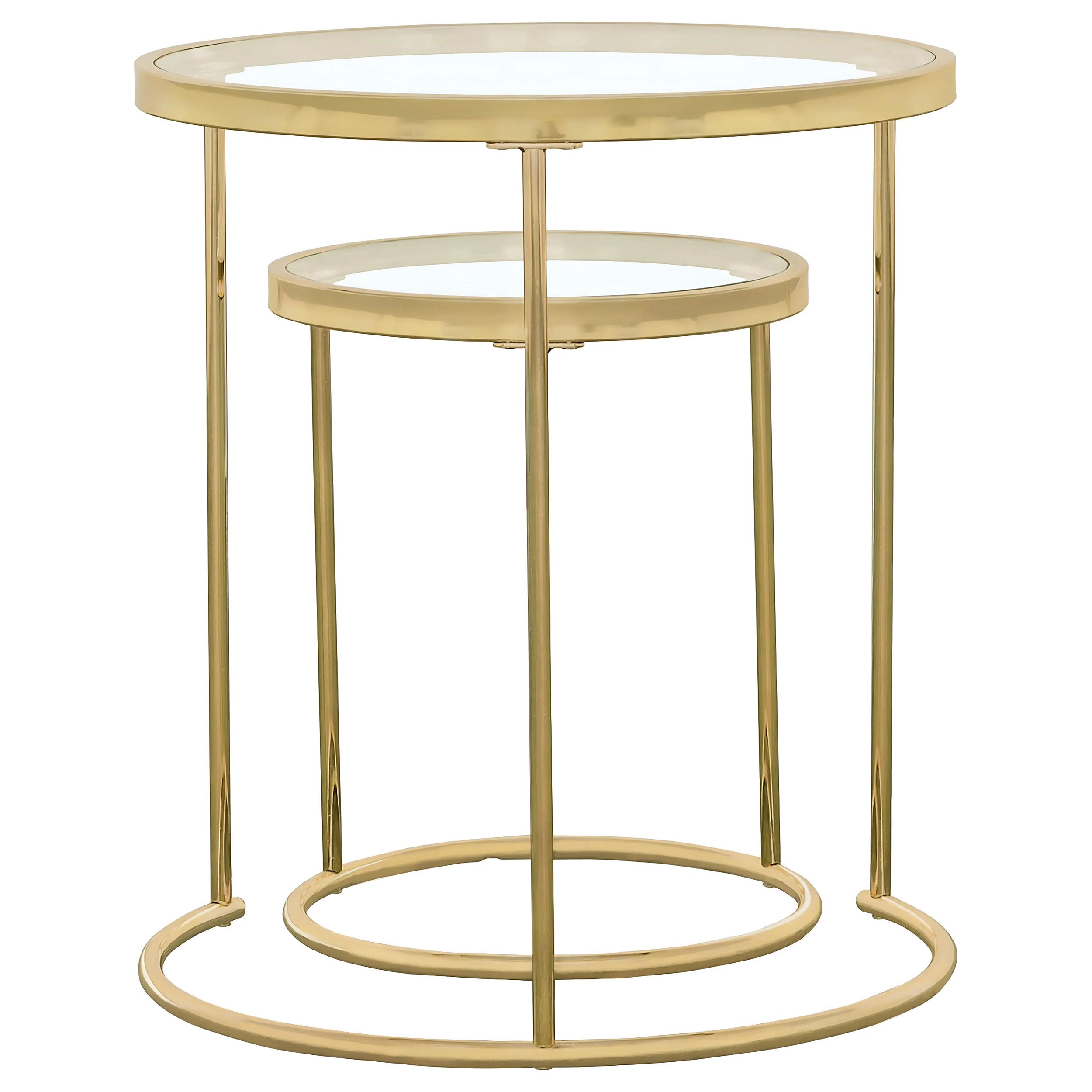 Maylin 2-piece Round Glass Top Nesting Table Set Gold
