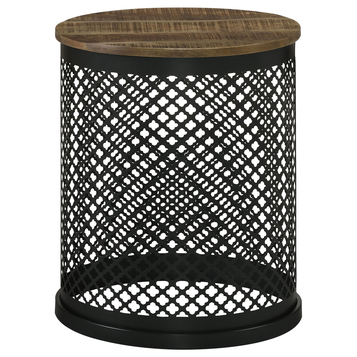 Best Furniture Outlet - Coaster - Aurora Round Drum Base Accent Side Table Natural and Black - 935990