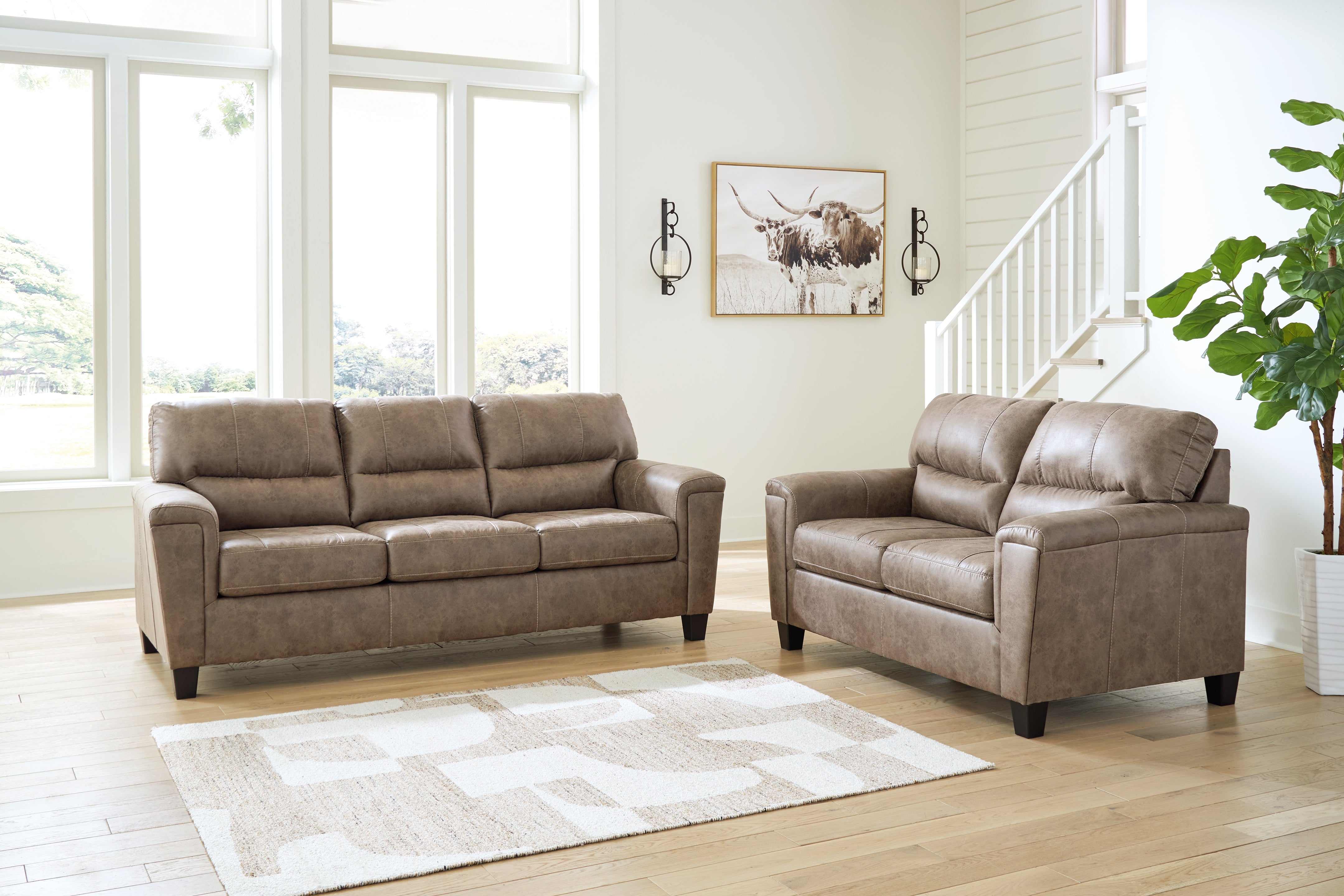 Best Furniture Outlet - Ashley Furniture - Navi Sofa and Loveseat - Sofa and Loveseat / Fossil - 94004U1