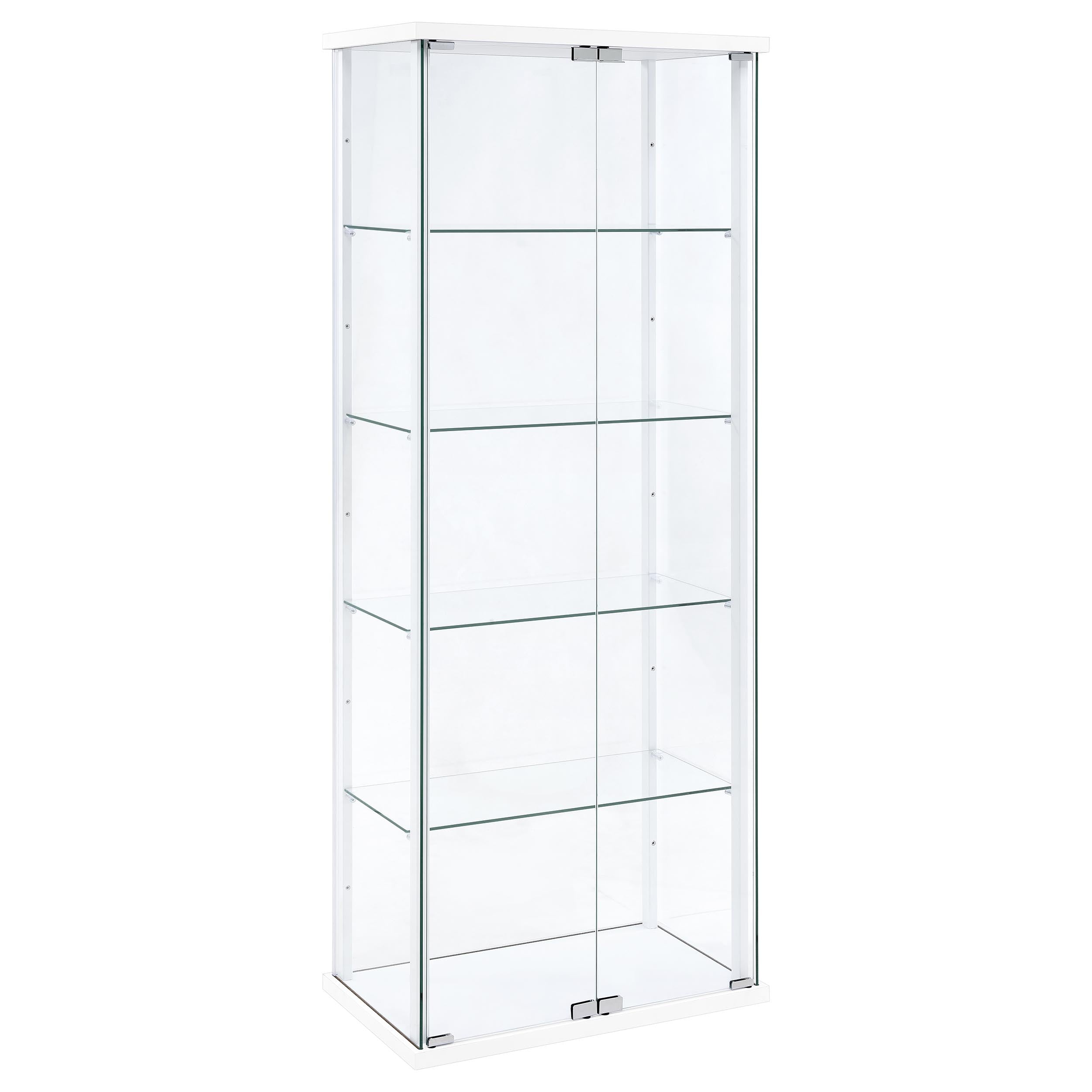 Best Furniture Outlet - Coaster - Delphinium 4-Shelf Clear Glass Curio Display Cabinet White - 950170WHT