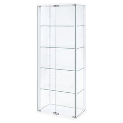 Delphinium 4-Shelf Clear Glass Curio Display Cabinet White