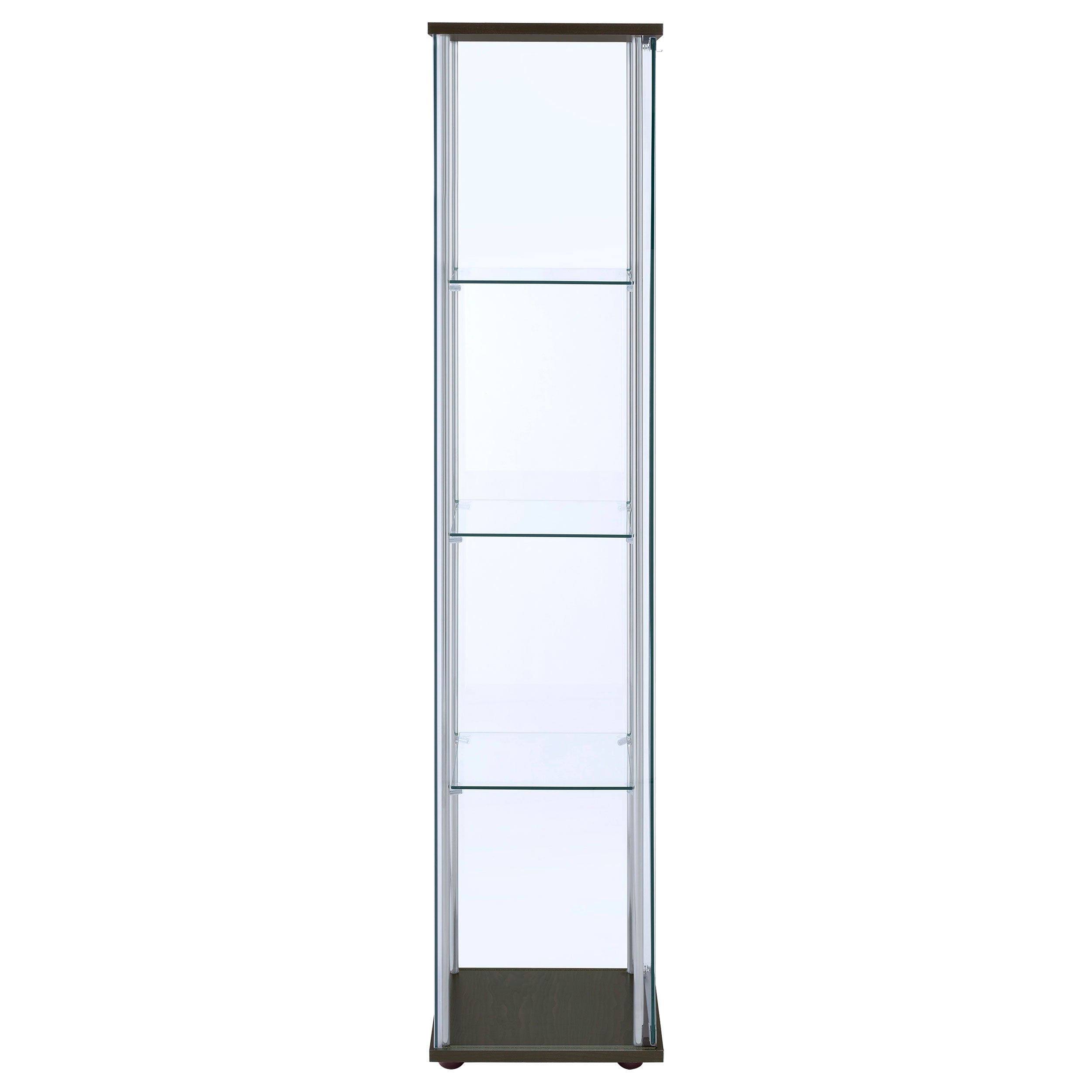Bellatrix 4-shelf Clear Glass Curio Cabinet Cappuccino