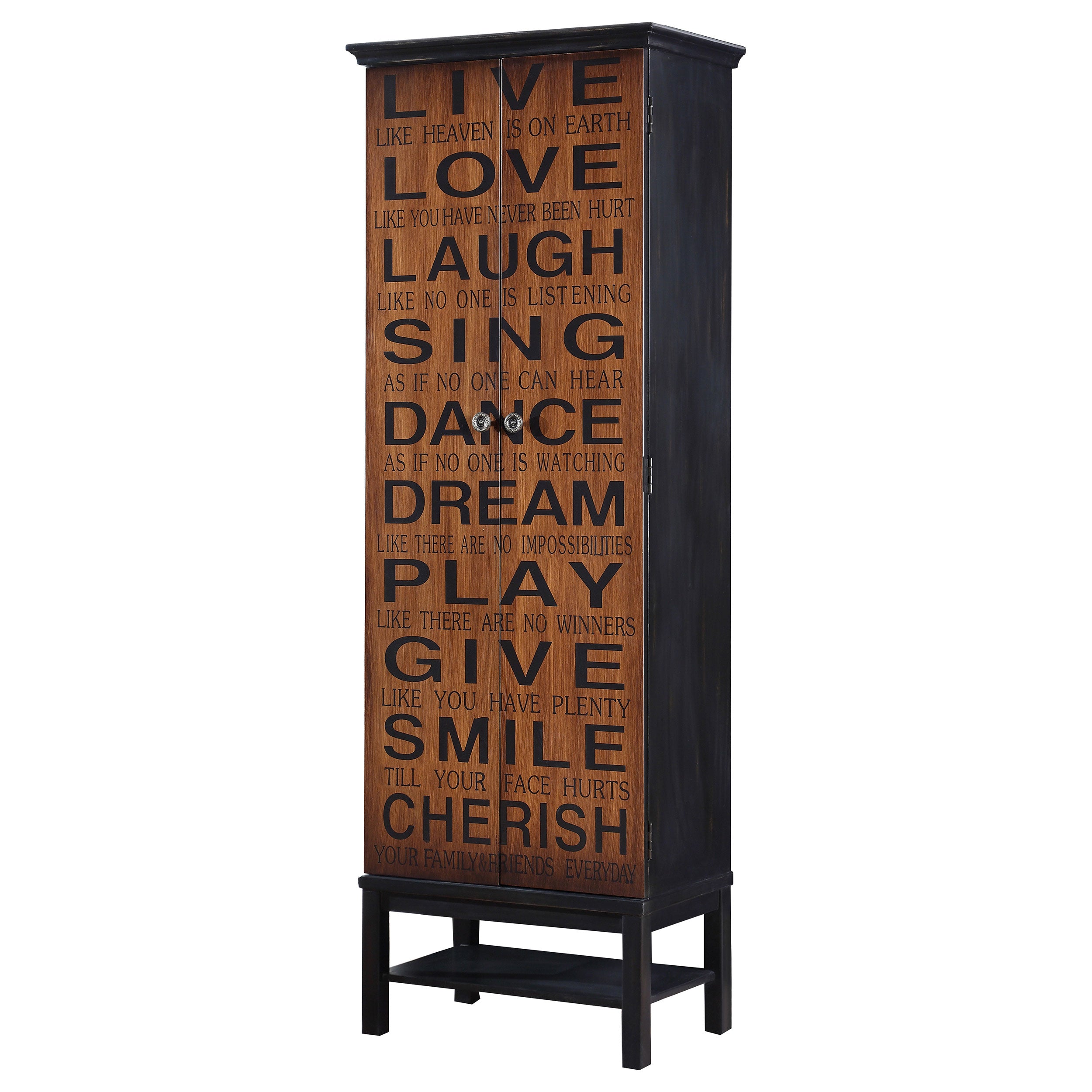 Best Furniture Outlet - Coaster - Lovegood 2-door Wood Tall Storage Cabinet Black and Brown - 950731