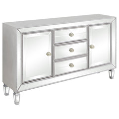 Best Furniture Outlet - Coaster - Leticia 3-drawer Mirrored Storage Accent Cabinet Silver - 950825