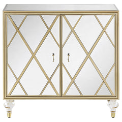 Astilbe 2-door Mirrored Accent Cabinet Silver and Champagne
