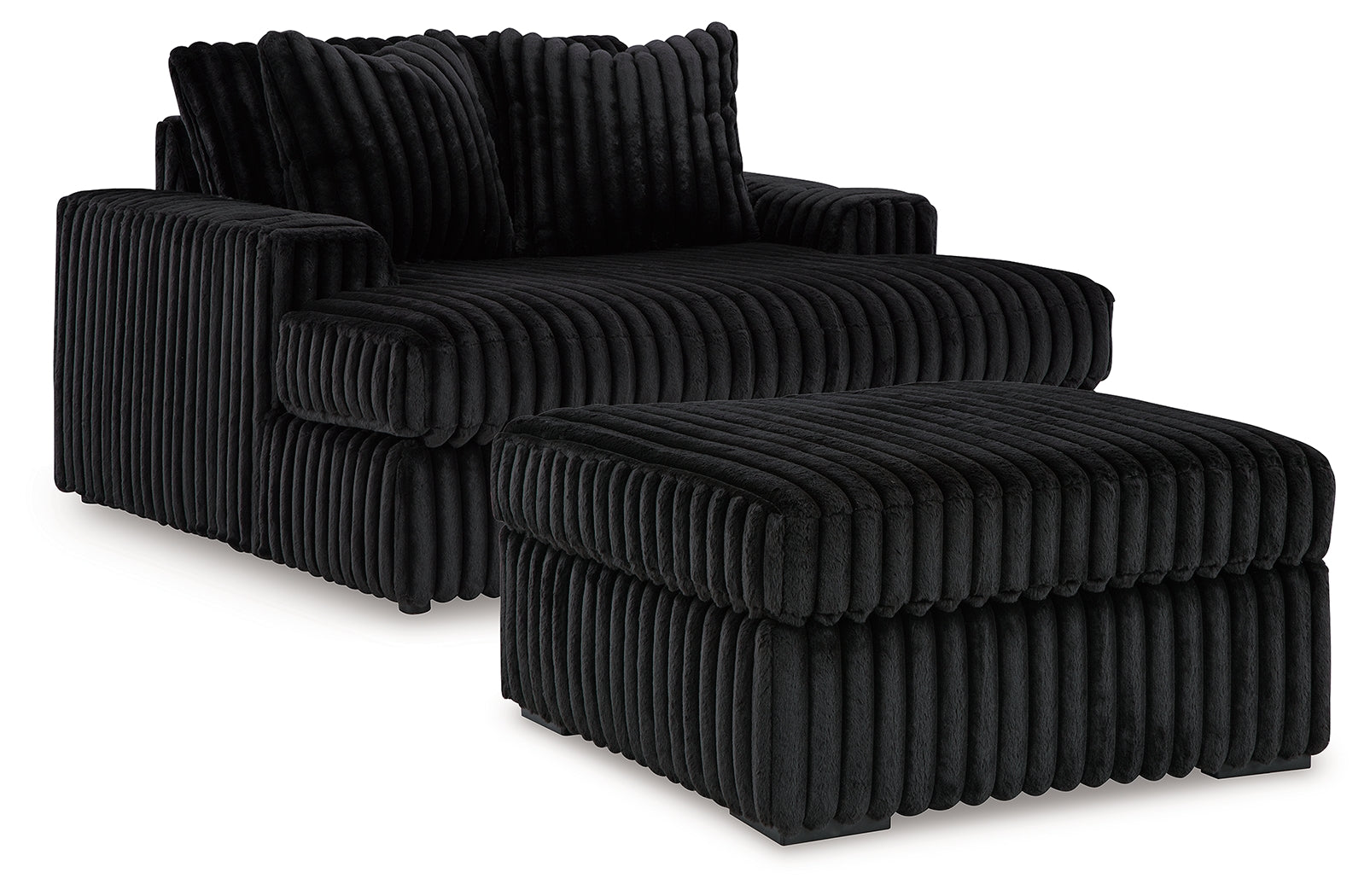 Best Furniture Outlet - Ashley Furniture - Midnight-Madness Oversized Chaise and Oversized Accent Ottoman - Oversized Chaise and Oversized Accent Ottoman - 98103U10