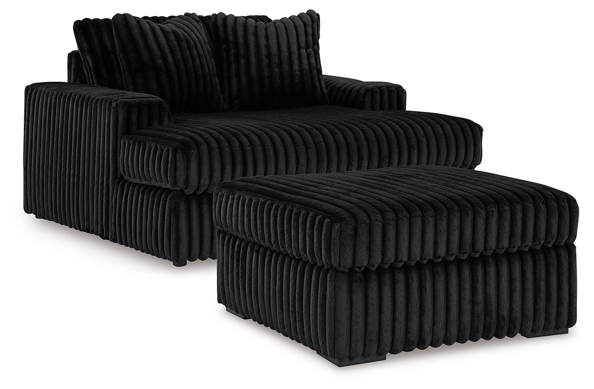 Best Furniture Outlet - Ashley Furniture - Midnight-Madness Oversized Chaise and Oversized Accent Ottoman - Oversized Chaise and Oversized Accent Ottoman - 98103U10