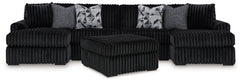 Best Furniture Outlet - Ashley Furniture - Midnight-Madness 3-Piece Sectional with Double Chaise and Ottoman - 3-Piece Sectional with Double Chaise and Ottoman - 98103U8