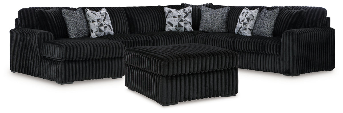Best Furniture Outlet - Ashley Furniture - Midnight-Madness 4-Piece Sectional and Ottoman - 4-Piece Sectional and Ottoman - 98103U6