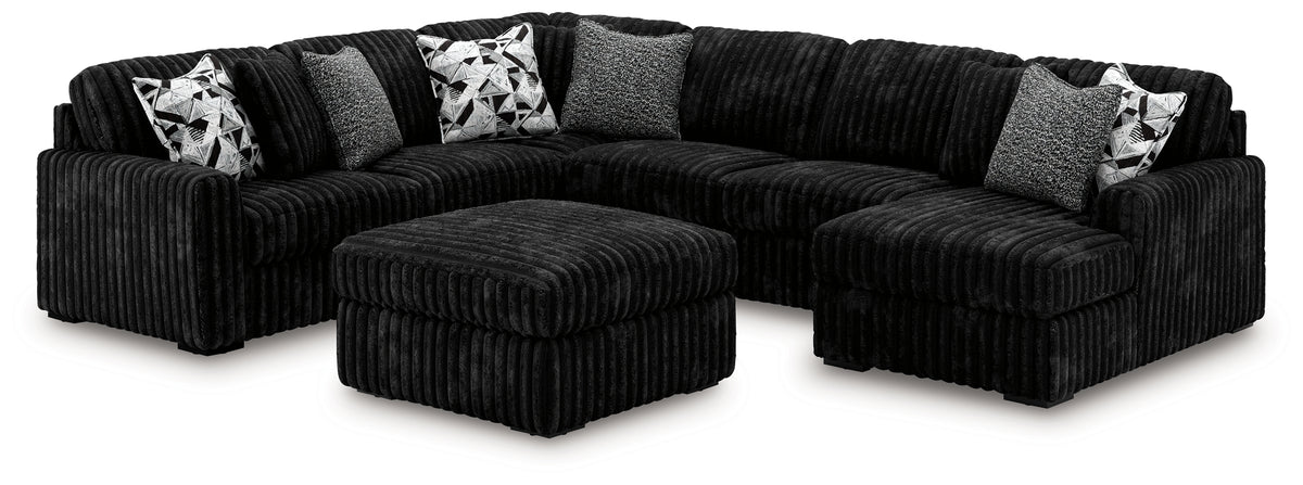 Best Furniture Outlet - Ashley Furniture - Midnight-Madness 4-Piece Sectional and Oversized Accent Ottoman - 4-Piece Sectional and Oversized Accent Ottoman - 98103U3