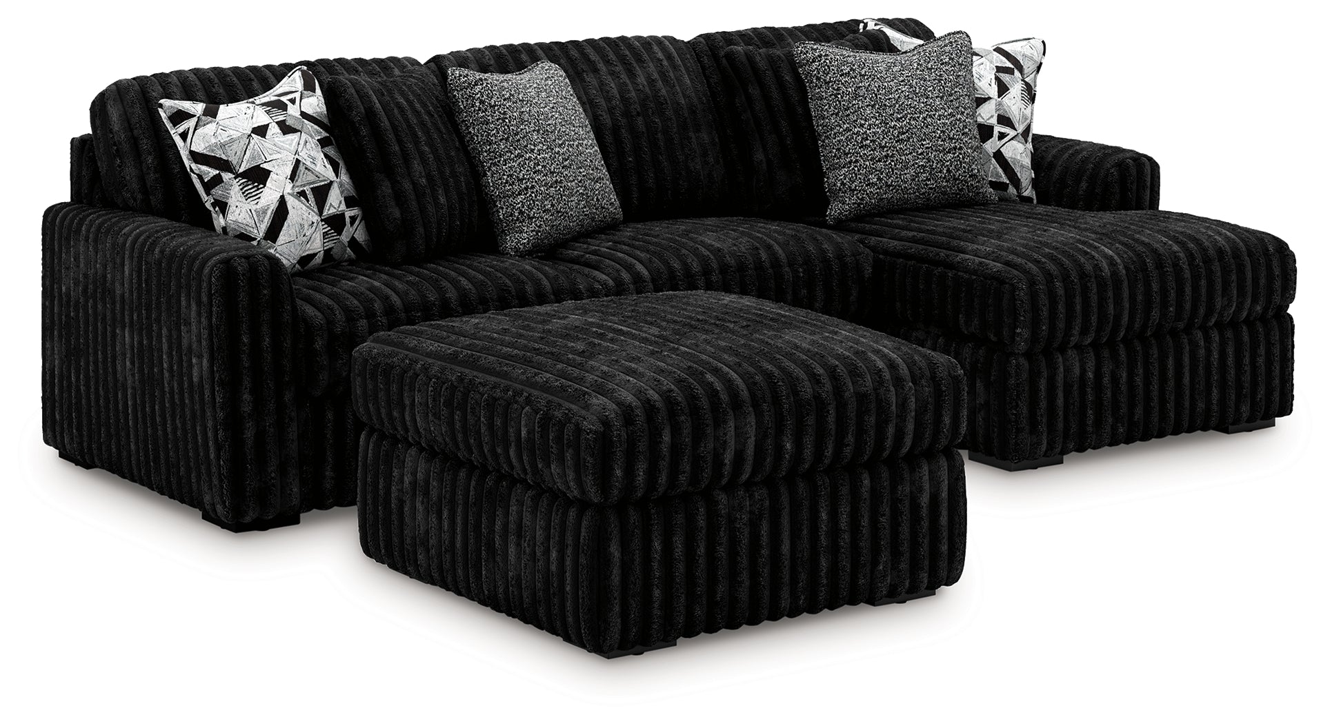 Best Furniture Outlet - Ashley Furniture - Midnight-Madness 2-Piece Sectional and Oversized Accent Ottoman - 2-Piece Sectional and Oversized Accent Ottoman - 98103U4
