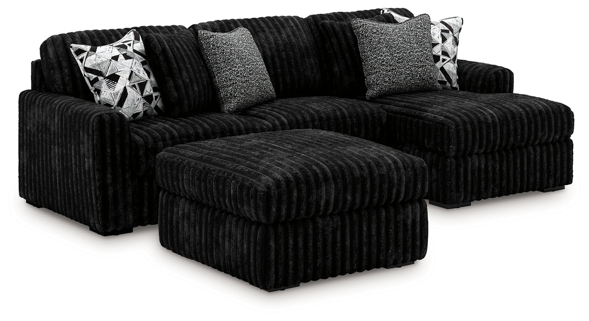 Best Furniture Outlet - Ashley Furniture - Midnight-Madness 2-Piece Sectional and Oversized Accent Ottoman - 2-Piece Sectional and Oversized Accent Ottoman - 98103U4