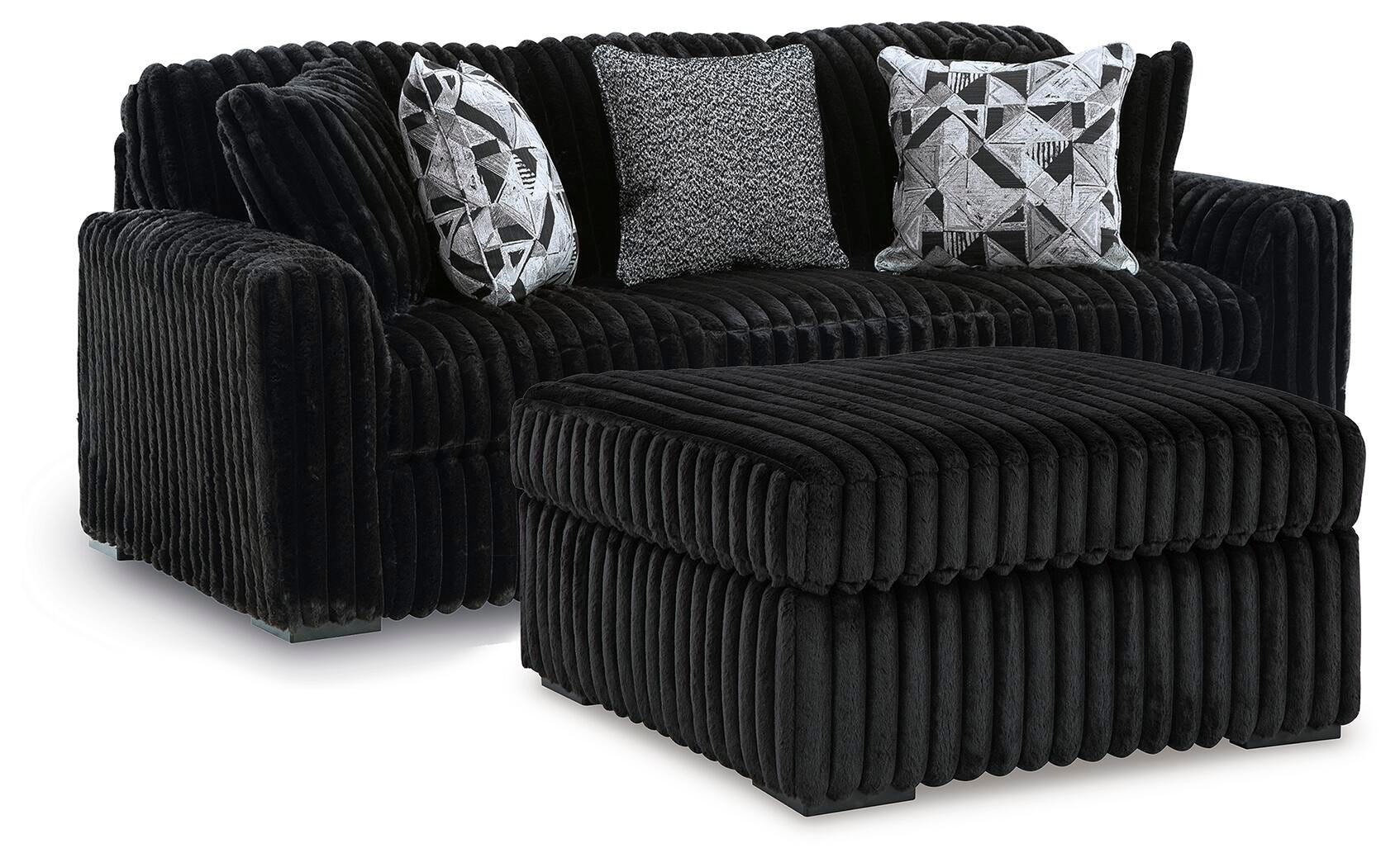 Best Furniture Outlet - Ashley Furniture - Midnight-Madness Sofa and Oversized Ottoman - Sofa and Oversized Ottoman - 98103U16