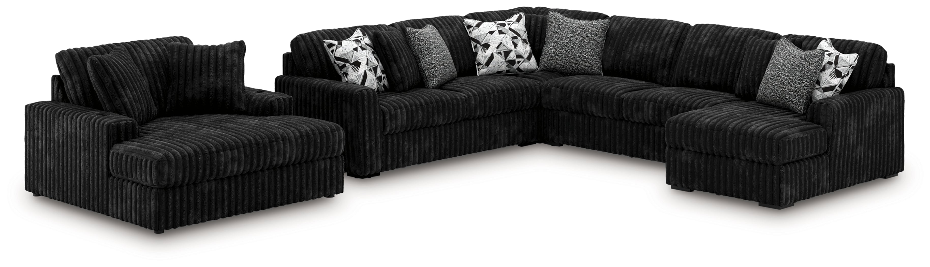 Best Furniture Outlet - Ashley Furniture - Midnight-Madness 4-Piece Sectional and Oversized Chaise - 4-Piece Sectional and Oversized Chaise - 98103U2