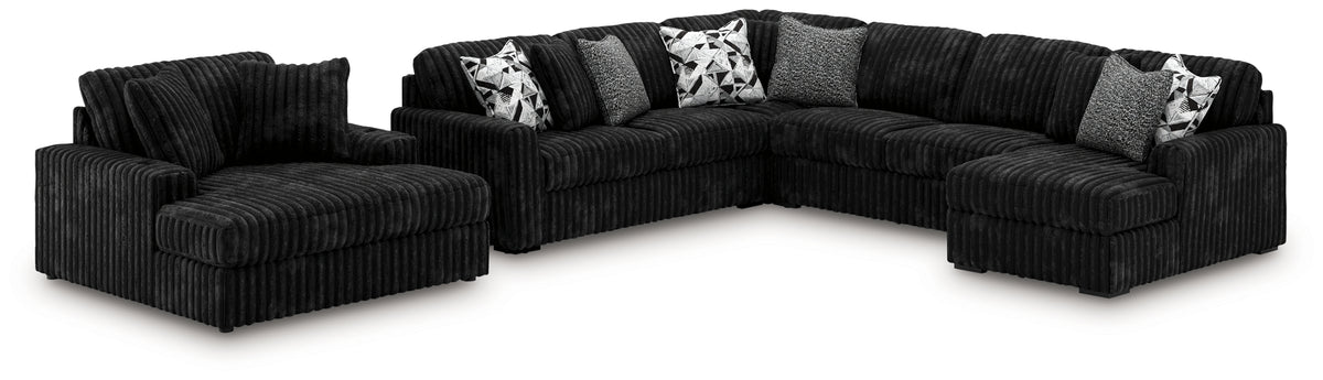 Best Furniture Outlet - Ashley Furniture - Midnight-Madness 4-Piece Sectional and Oversized Chaise - 4-Piece Sectional and Oversized Chaise - 98103U2