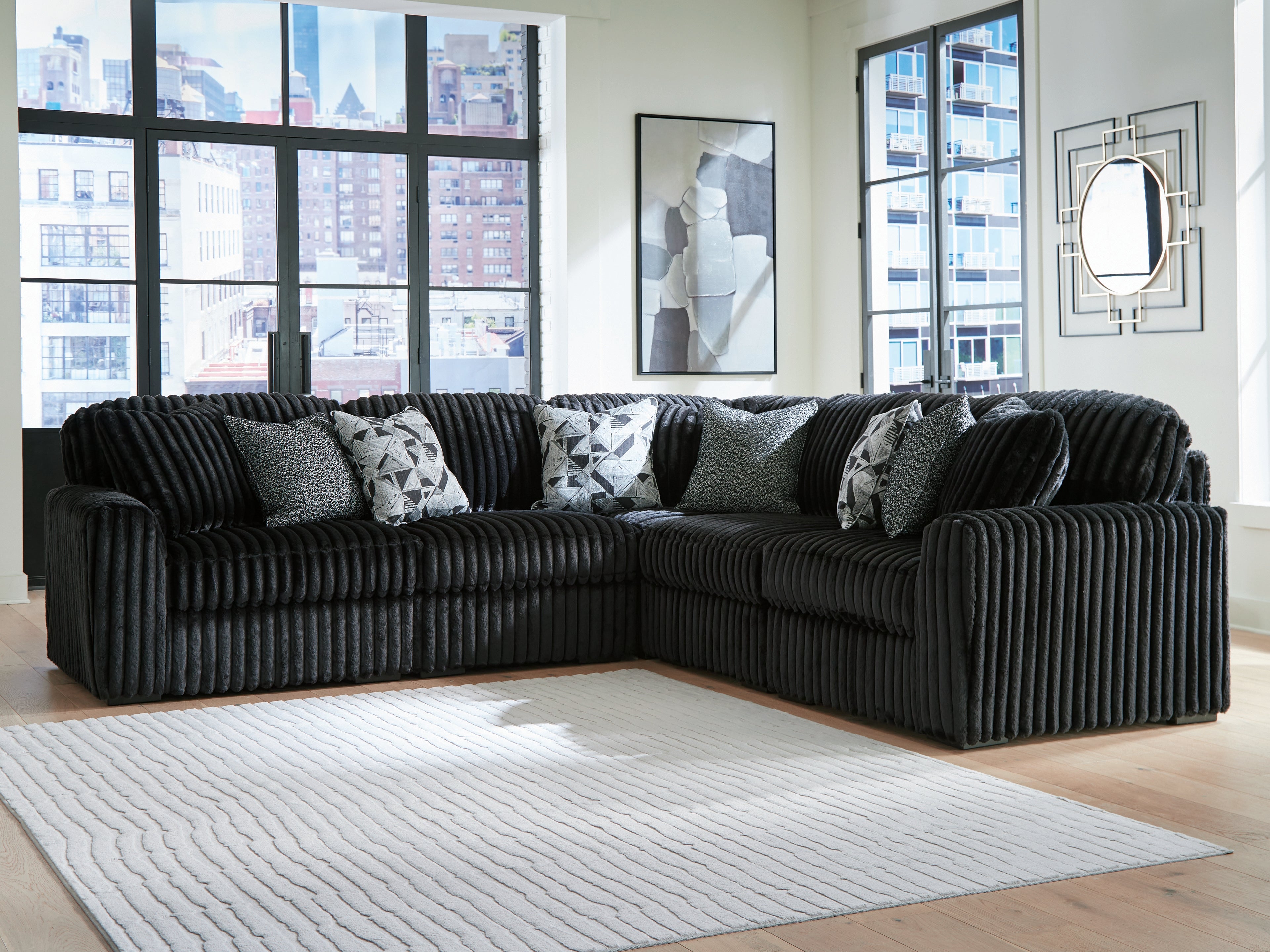 Best Furniture Outlet - Ashley Furniture - Midnight-Madness Sectional - RAF 5-Piece Sectional / Onyx - 98103S26
