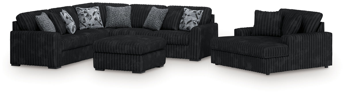 Best Furniture Outlet - Ashley Furniture - Midnight-Madness 3-Piece Sectional, Chaise and Oversized Accent Ottoman - 3-Piece Sectional, Chaise and Oversized Accent Ottoman - 98103U1