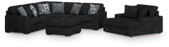 Best Furniture Outlet - Ashley Furniture - Midnight-Madness 3-Piece Sectional, Chaise and Oversized Accent Ottoman - 3-Piece Sectional, Chaise and Oversized Accent Ottoman - 98103U1