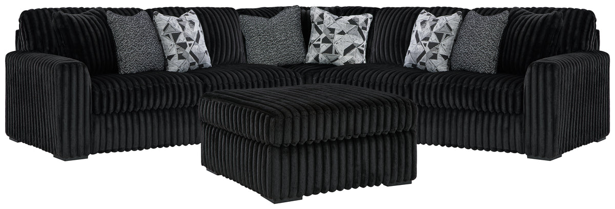 Best Furniture Outlet - Ashley Furniture - Midnight-Madness 3-Piece Sectional and Oversized Ottoman - 3-Piece Sectional and Oversized Ottoman - 98103U7