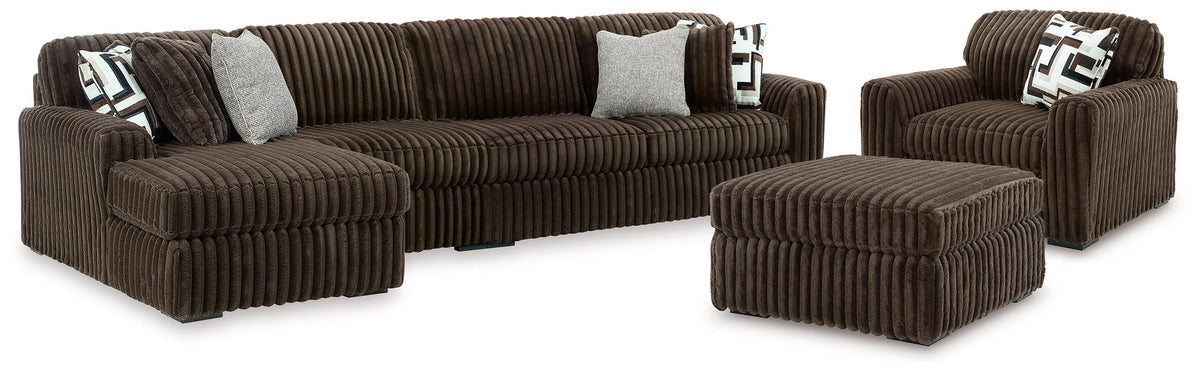 Best Furniture Outlet - Ashley Furniture - Midnight-Madness 3-Piece Sectional, Oversized Chair and Ottoman - 3-Piece Sectional, Oversized Chair and Ottoman - 98104U10