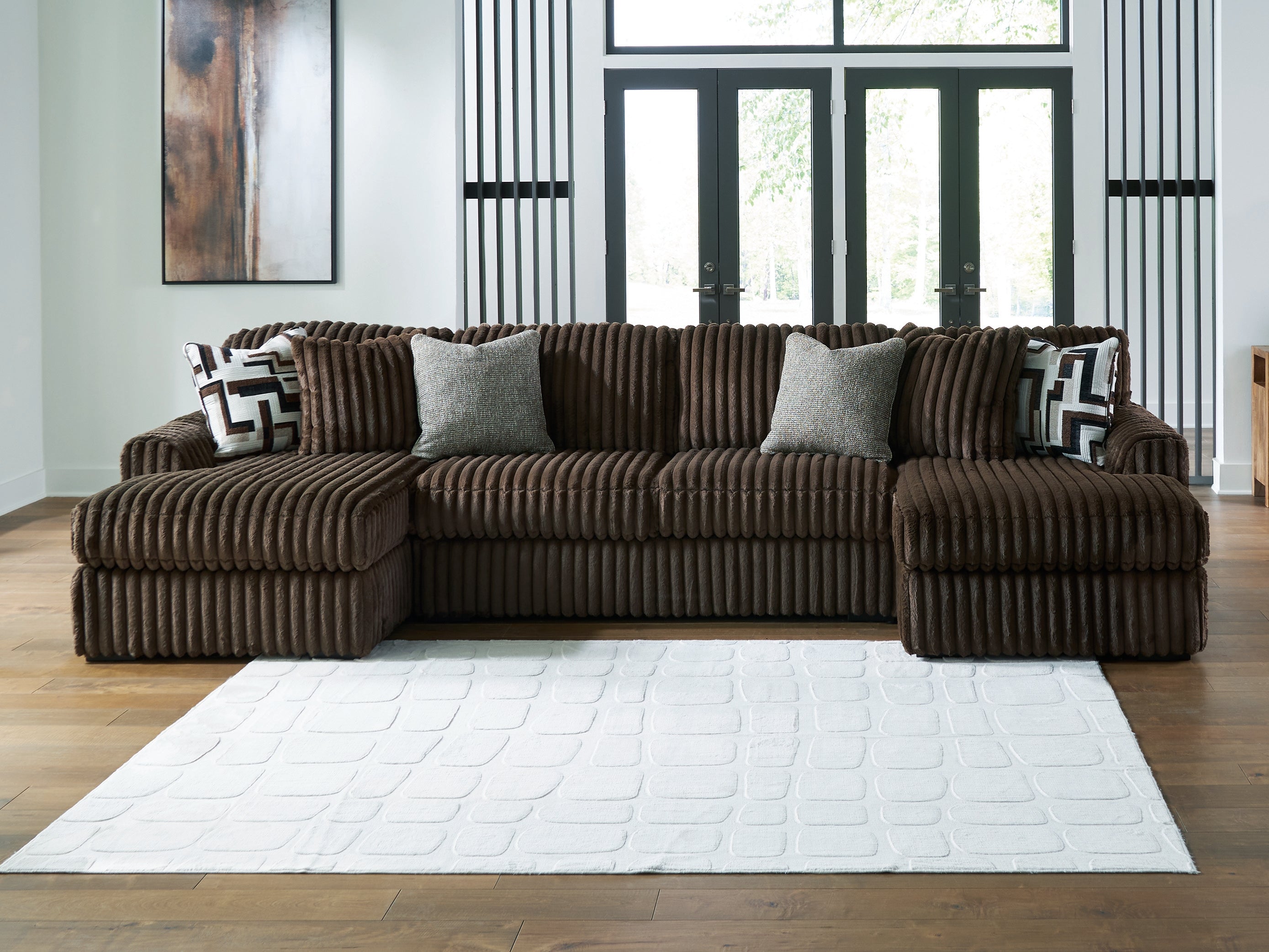 Best Furniture Outlet - Ashley Furniture - Midnight-Madness Sectional - RAF 3-Piece Sectional with Chaise / Chocolate - 98104S5
