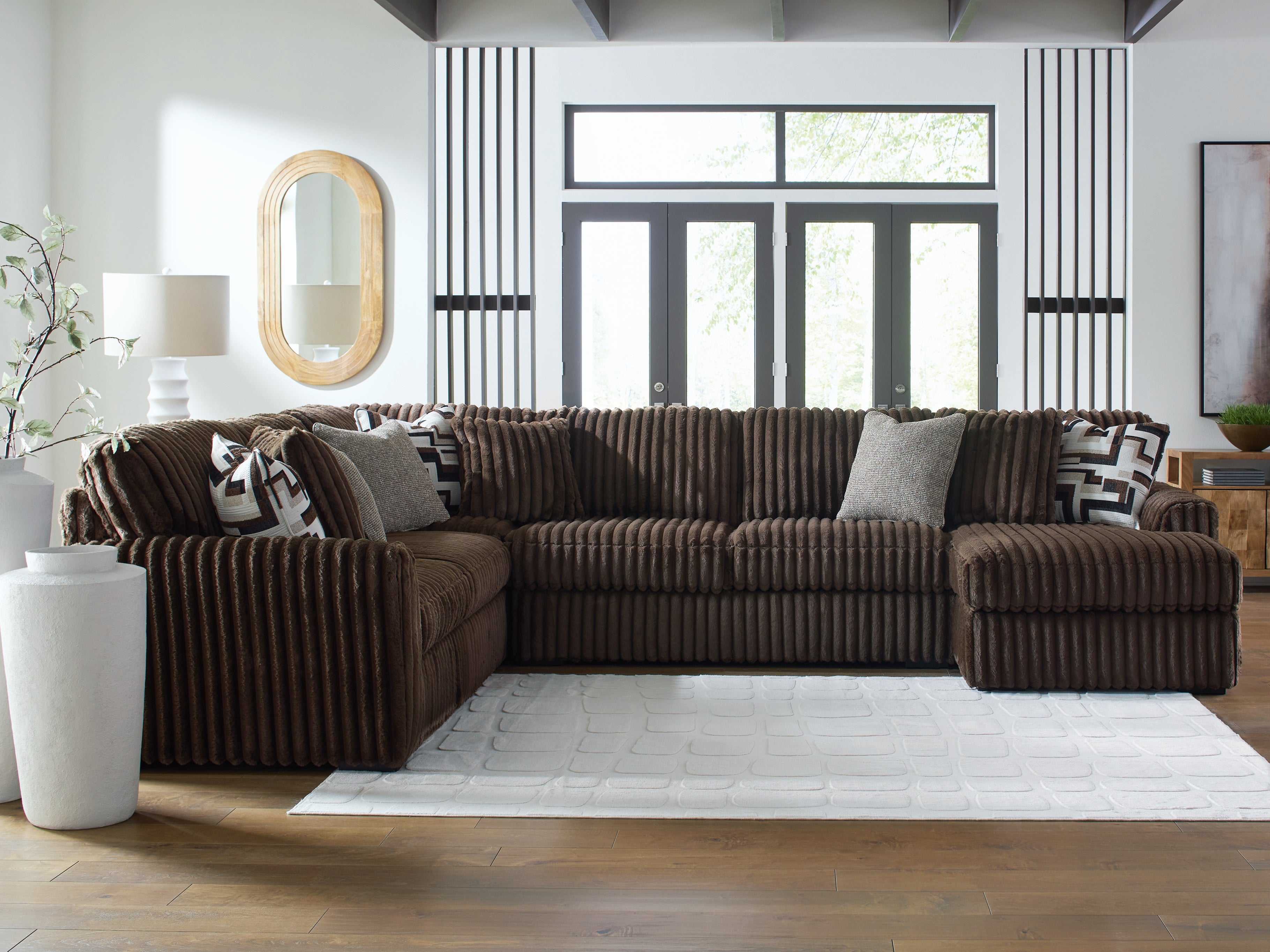 Best Furniture Outlet - Ashley Furniture - Midnight-Madness Sectional - LAF 4-Piece Sectional with Chaise / Chocolate - 98104S3