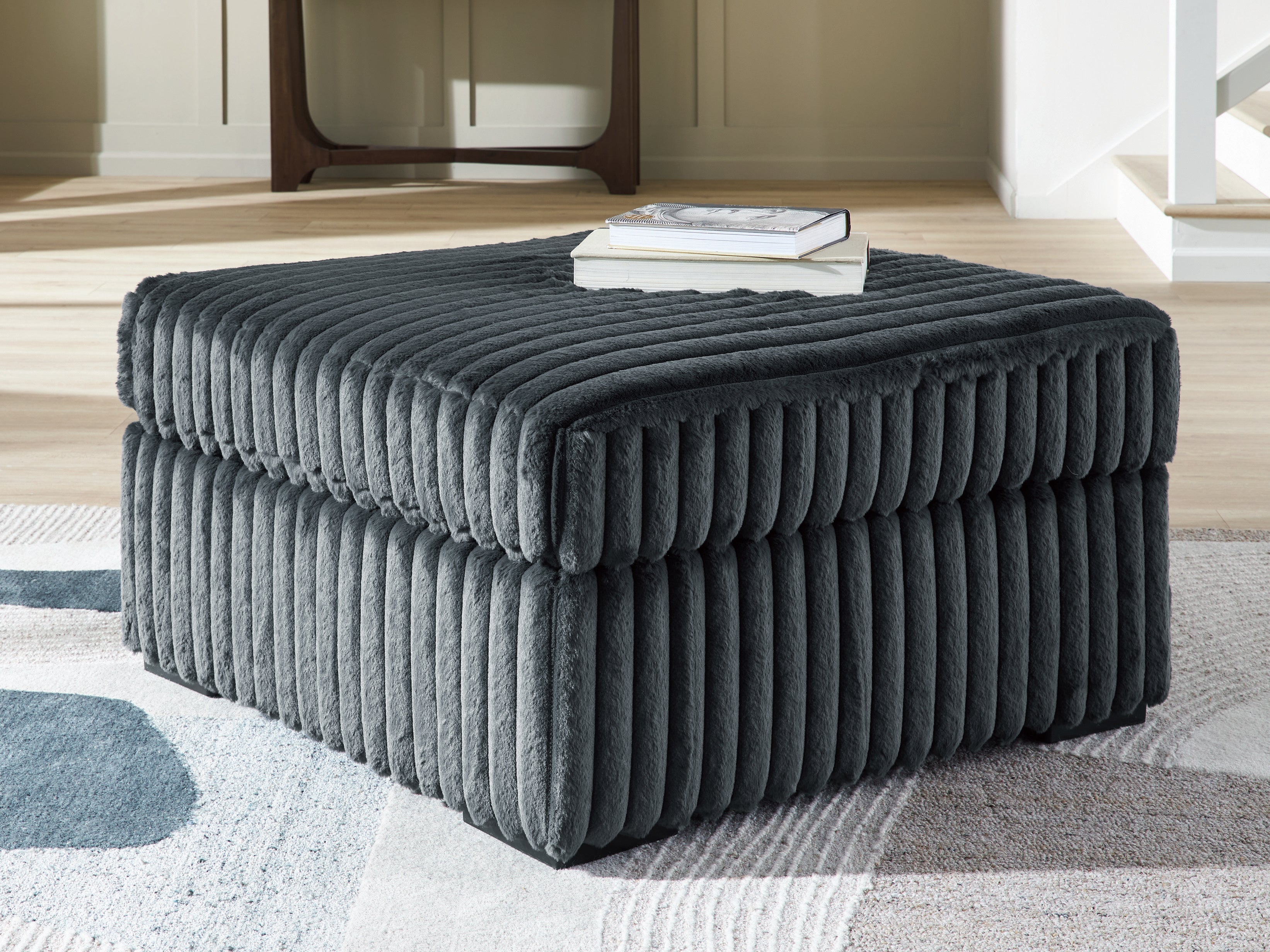 Best Furniture Outlet - Ashley Furniture - Midnight-Madness Living Room - Oversized Accent Ottoman / Gunmetal - 9810508