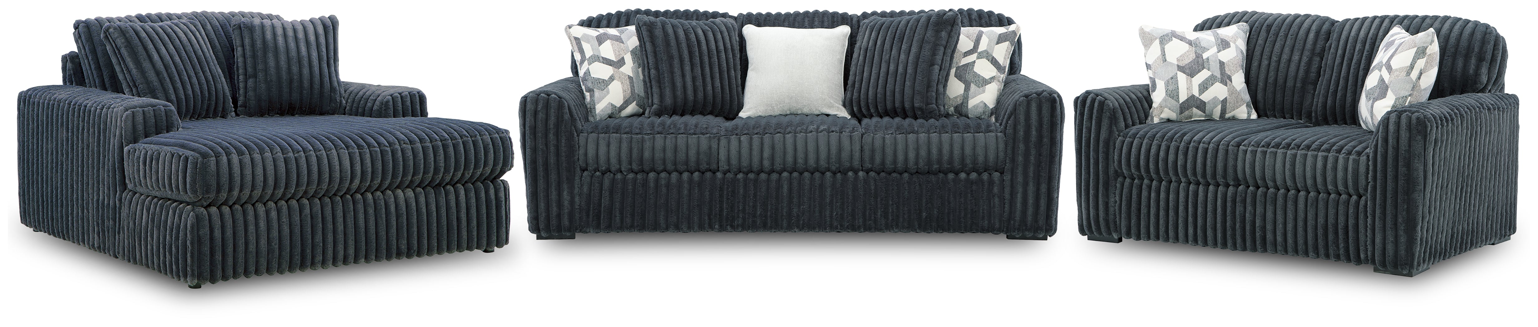 Best Furniture Outlet - Ashley Furniture - Midnight-Madness Sofa, Loveseat and Oversized Chaise - Sofa, Loveseat and Oversized Chaise - 98105U2