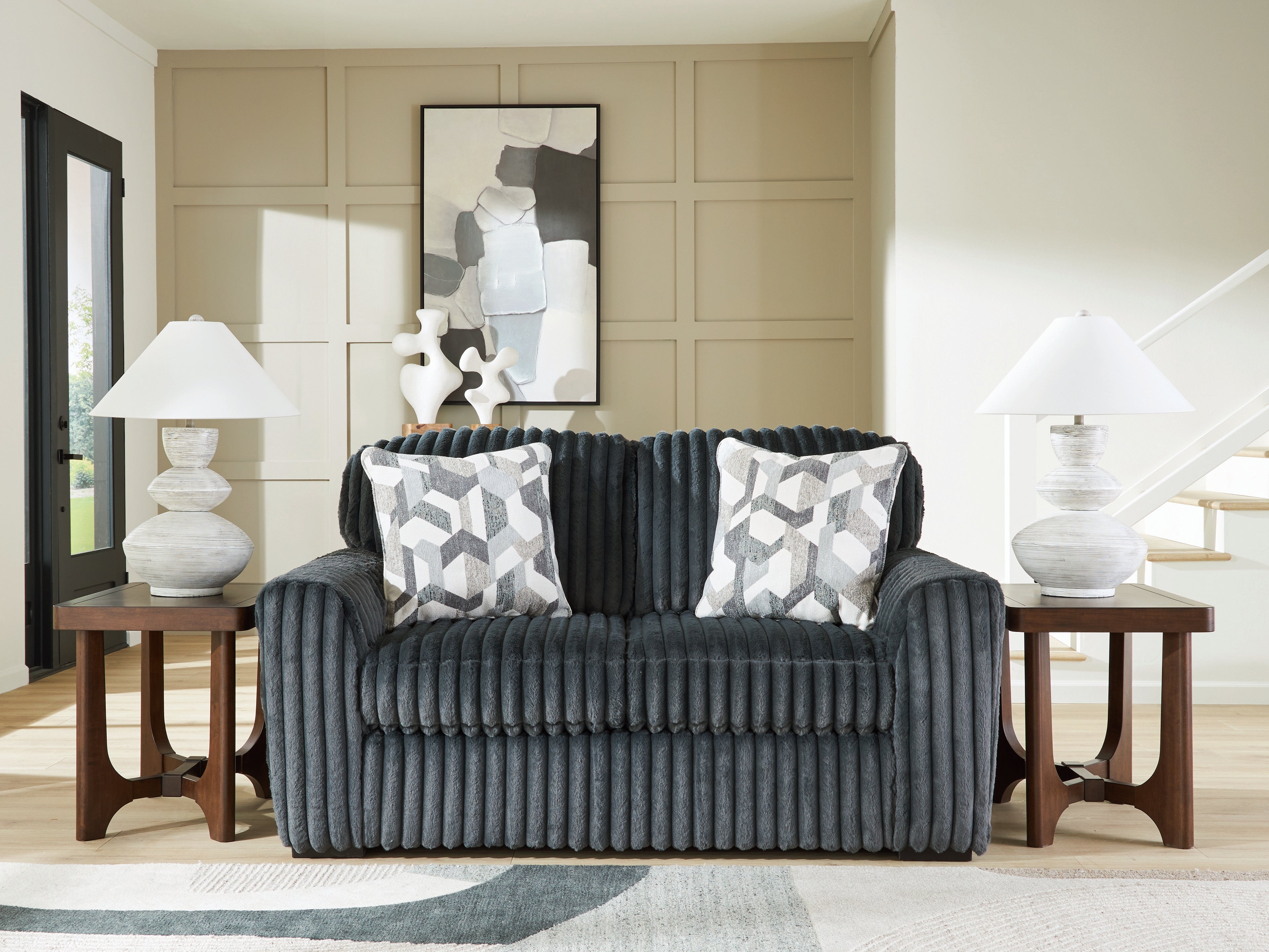 Best Furniture Outlet - Ashley Furniture - Midnight-Madness Living Room - Loveseat / Gunmetal - 9810535