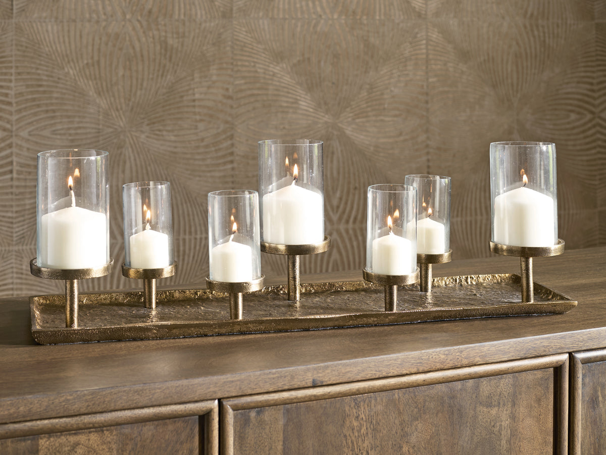 Best Furniture Outlet - Ashley Furniture - Wallmond Candle Holder - Candle Holder / Antique Brass Finish - A2000820