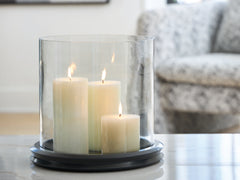 Best Furniture Outlet - Ashley Furniture - Saskia Candle Holder - Candle Holder / Clear/Black - A2000846