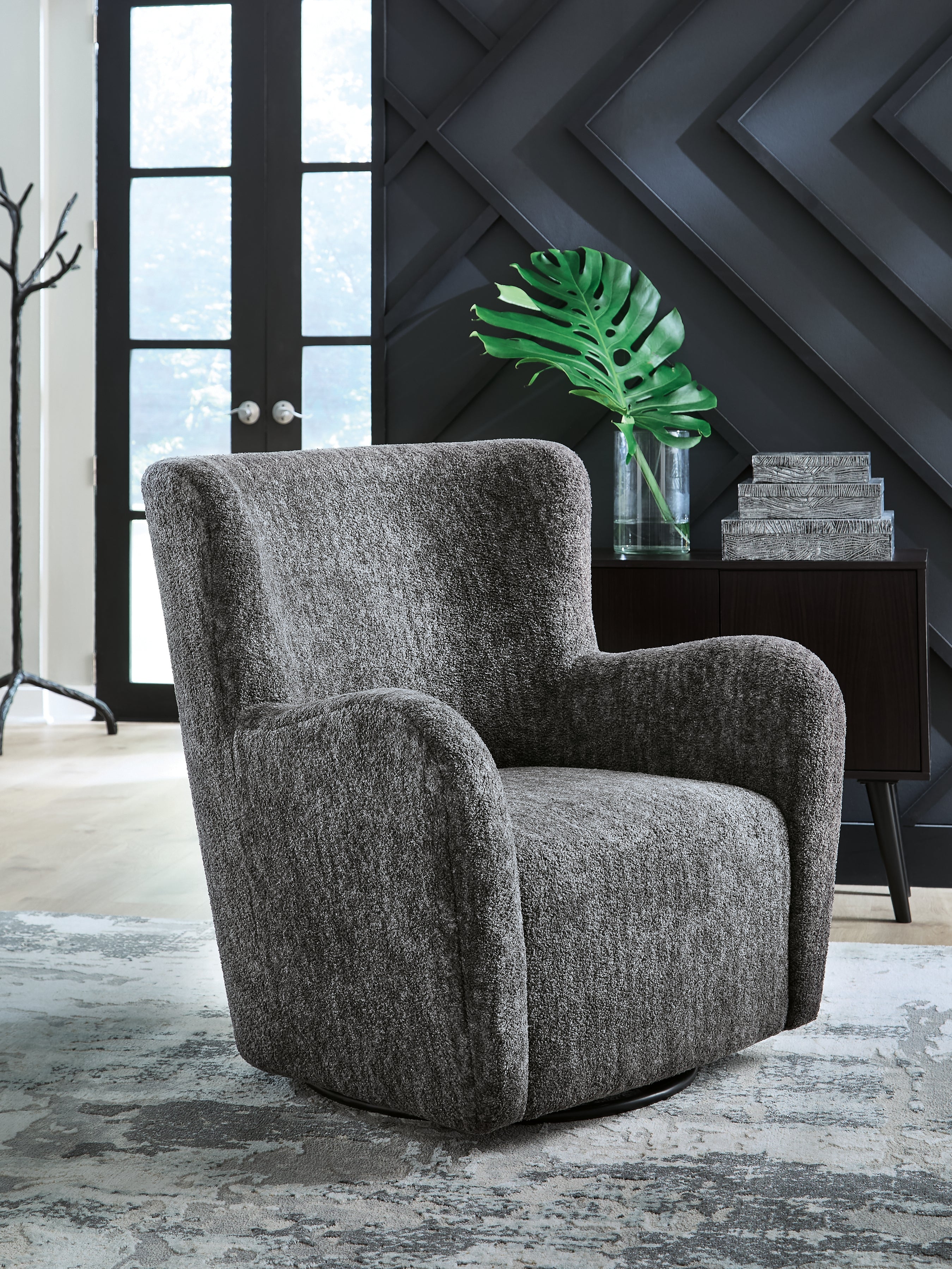 Best Furniture Outlet - Ashley Furniture - Rowenburg Swivel Glider Accent Chair - Swivel Glider Accent Chair / Heather Charcoal - A3000796