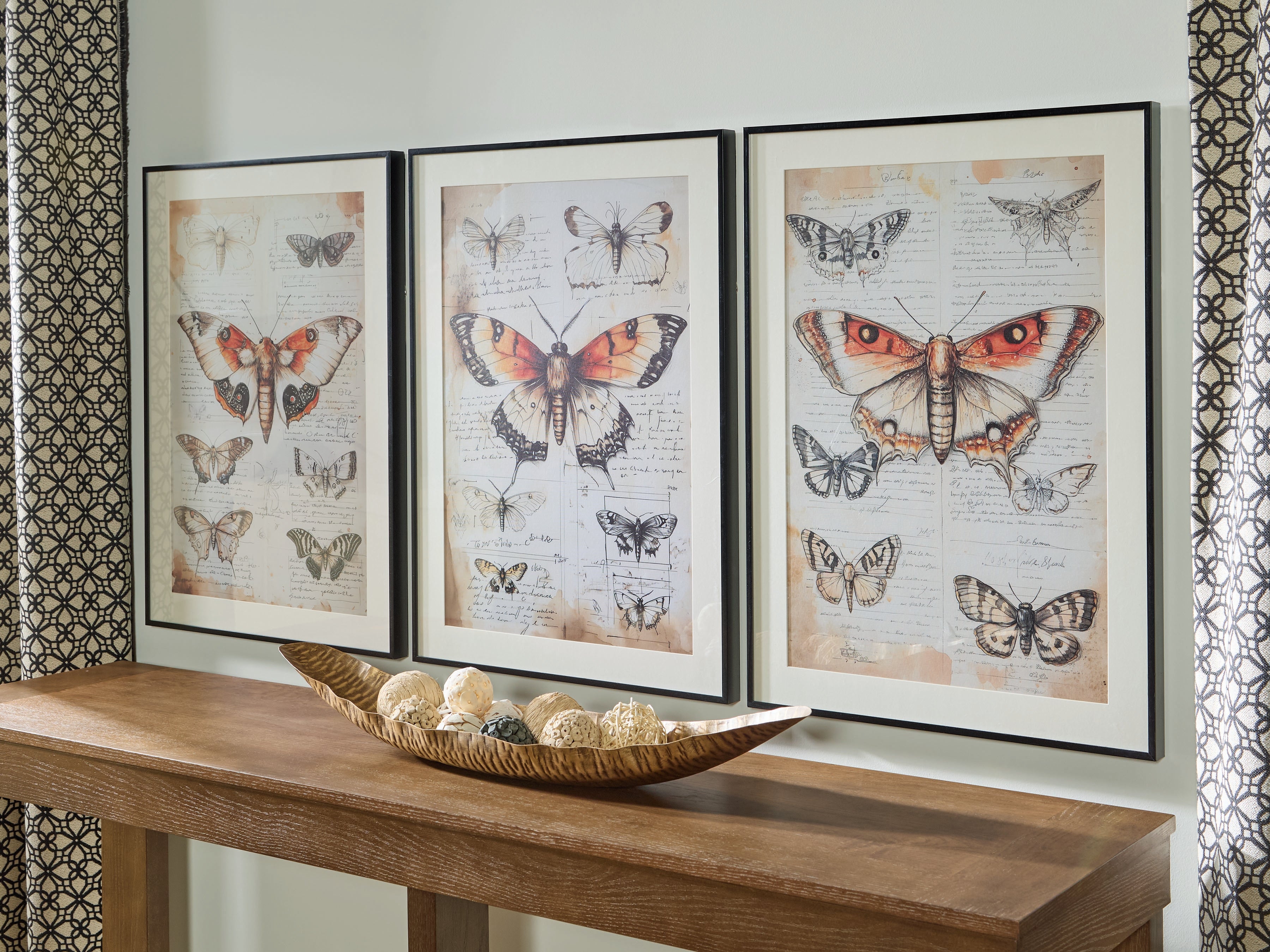 Best Furniture Outlet - Ashley Furniture - Jossletts Wall Decor - Wall Art Set (3/CN) / Orange/Black/Ivory - A8000490