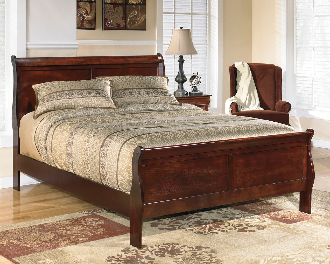 Best Furniture Outlet - Ashley Furniture - Alisdair Bedroom - King Sleigh Bed / Reddish Brown - B376B8