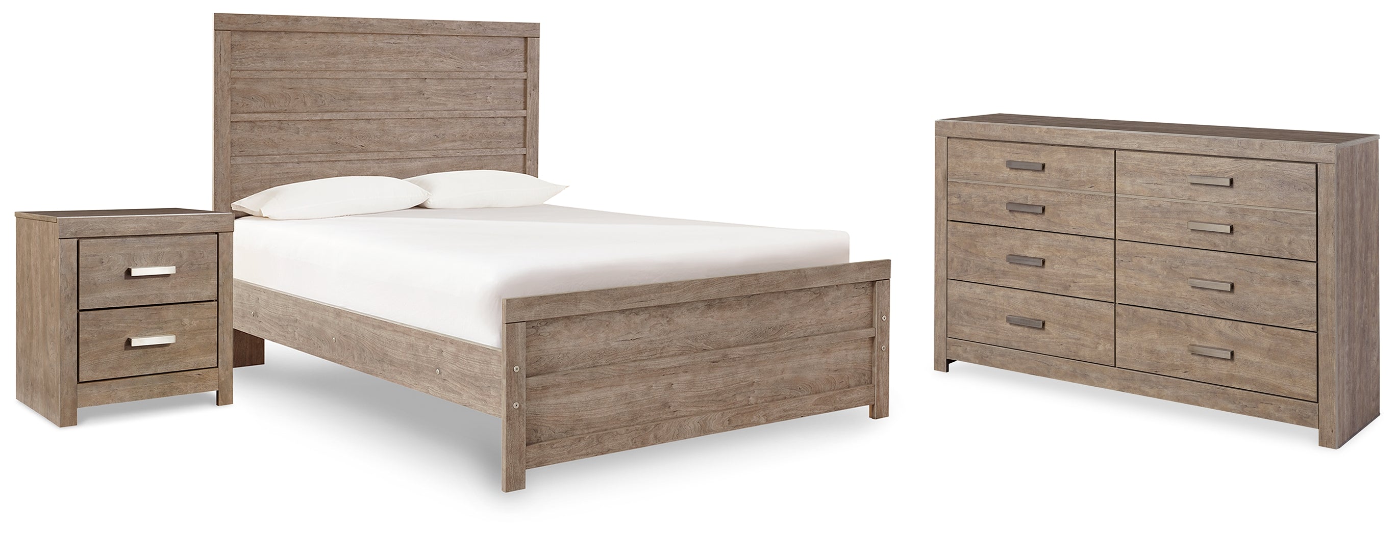 Best Furniture Outlet - Ashley Furniture - Culverbach Bedroom - Full Panel Bed, Dresser and Nightstand / Gray - B070B29