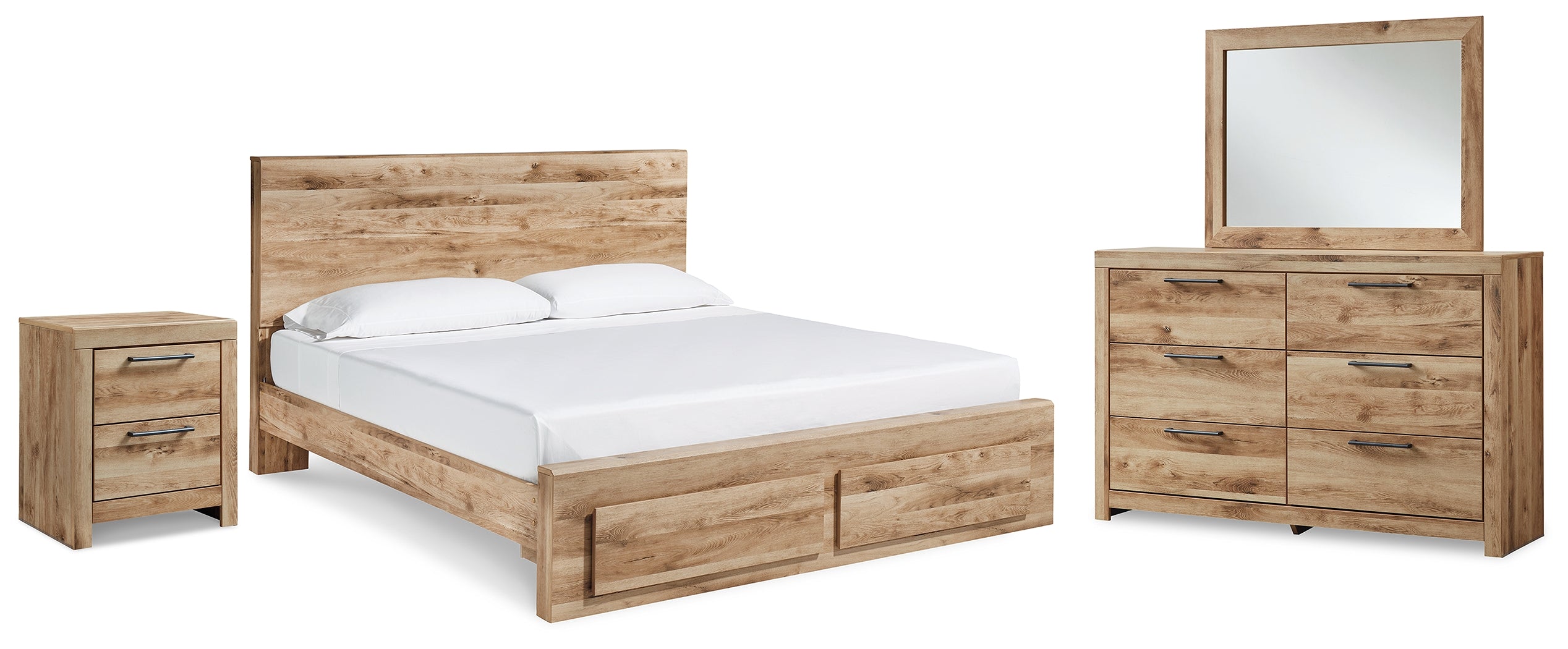 Best Furniture Outlet - Ashley Furniture - Hyanna Bedroom - Queen Panel Storage Bed, Dresser, Mirror and Nightstand / Tan Brown - B1050B15