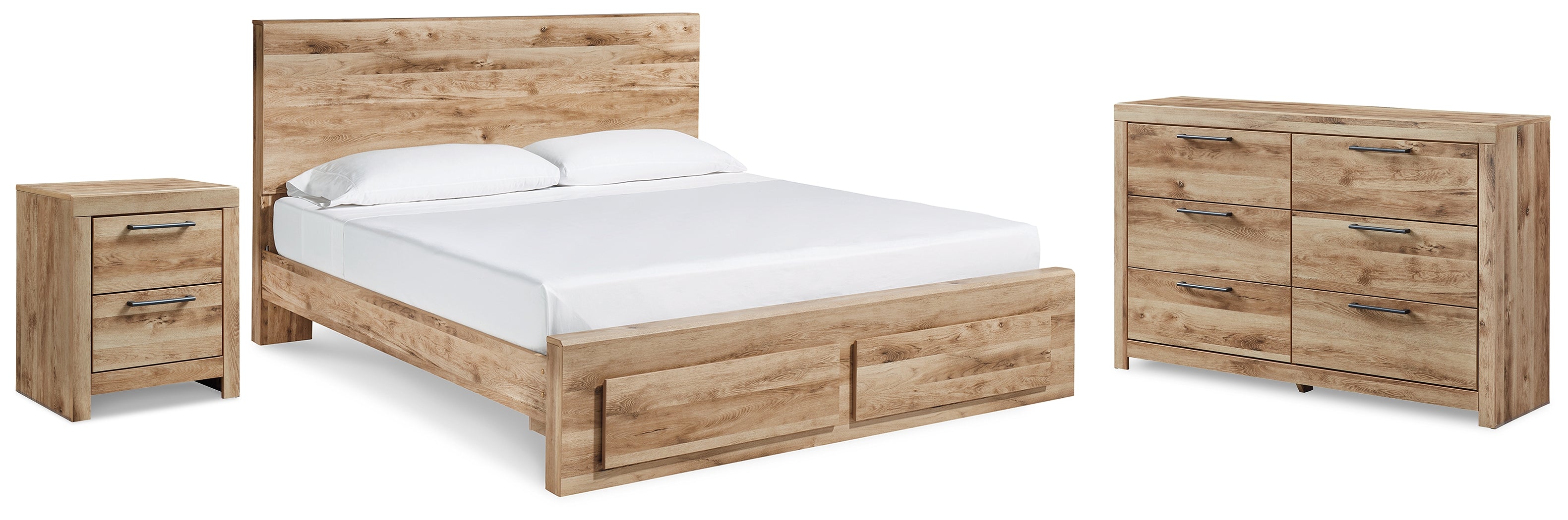 Best Furniture Outlet - Ashley Furniture - Hyanna Bedroom - Queen Panel Storage Bed with Dresser and Nightstand / Tan Brown - B1050B17