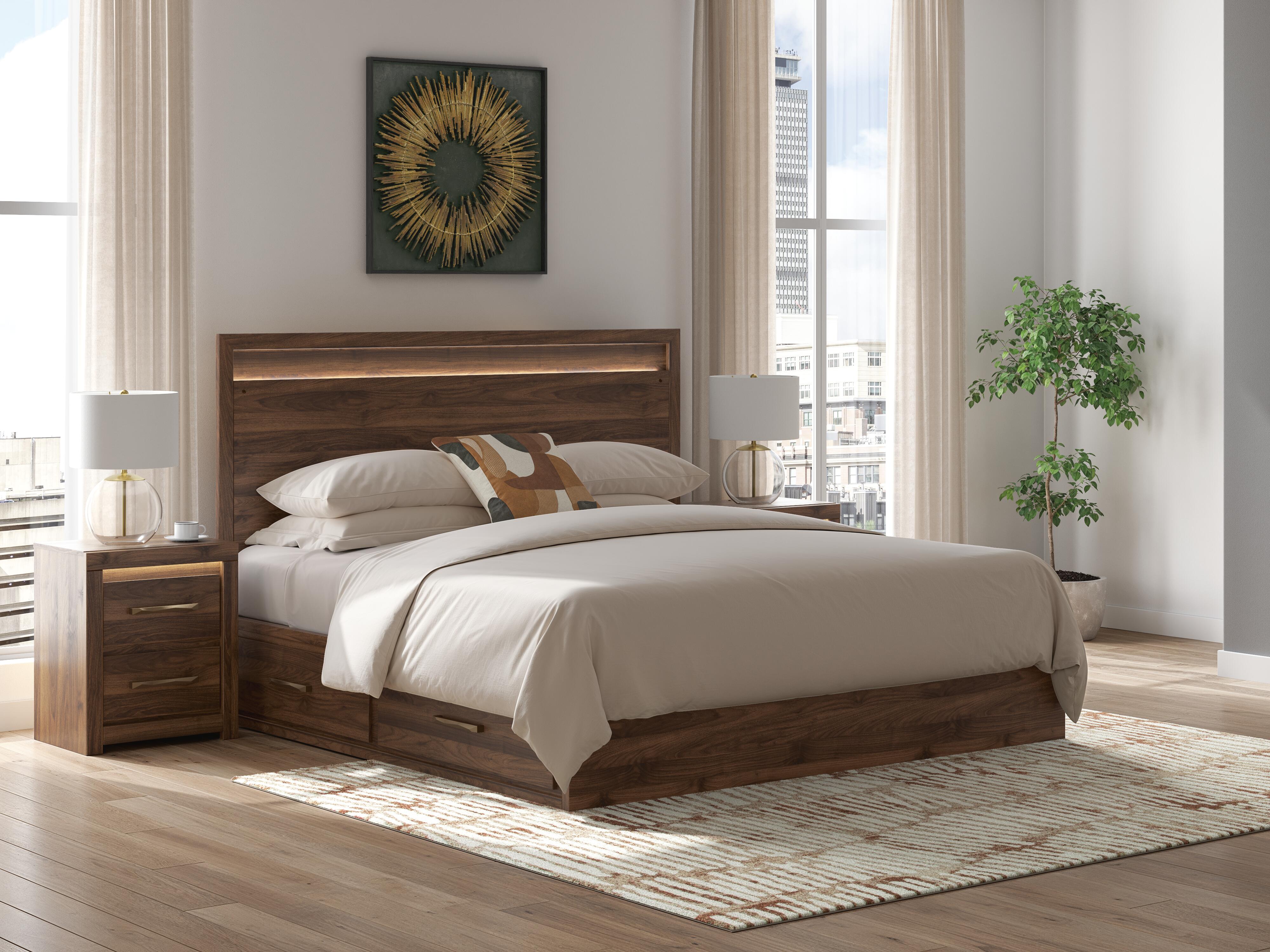 Best Furniture Outlet - Ashley Furniture - Janfyn Bedroom - King Panel Bed with Storage / Brown - PCB1010B9
