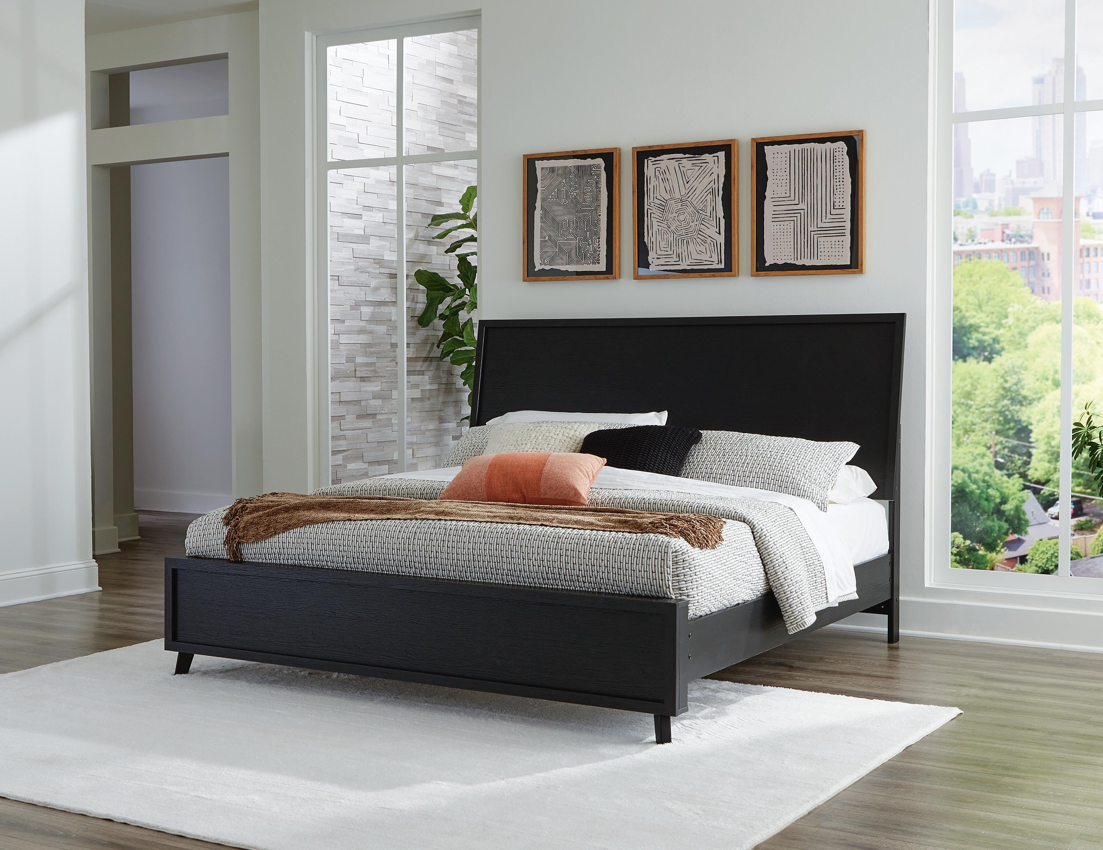 Best Furniture Outlet - Ashley Furniture - Danziar Bedroom - King Panel Bed / Black - B1013B7