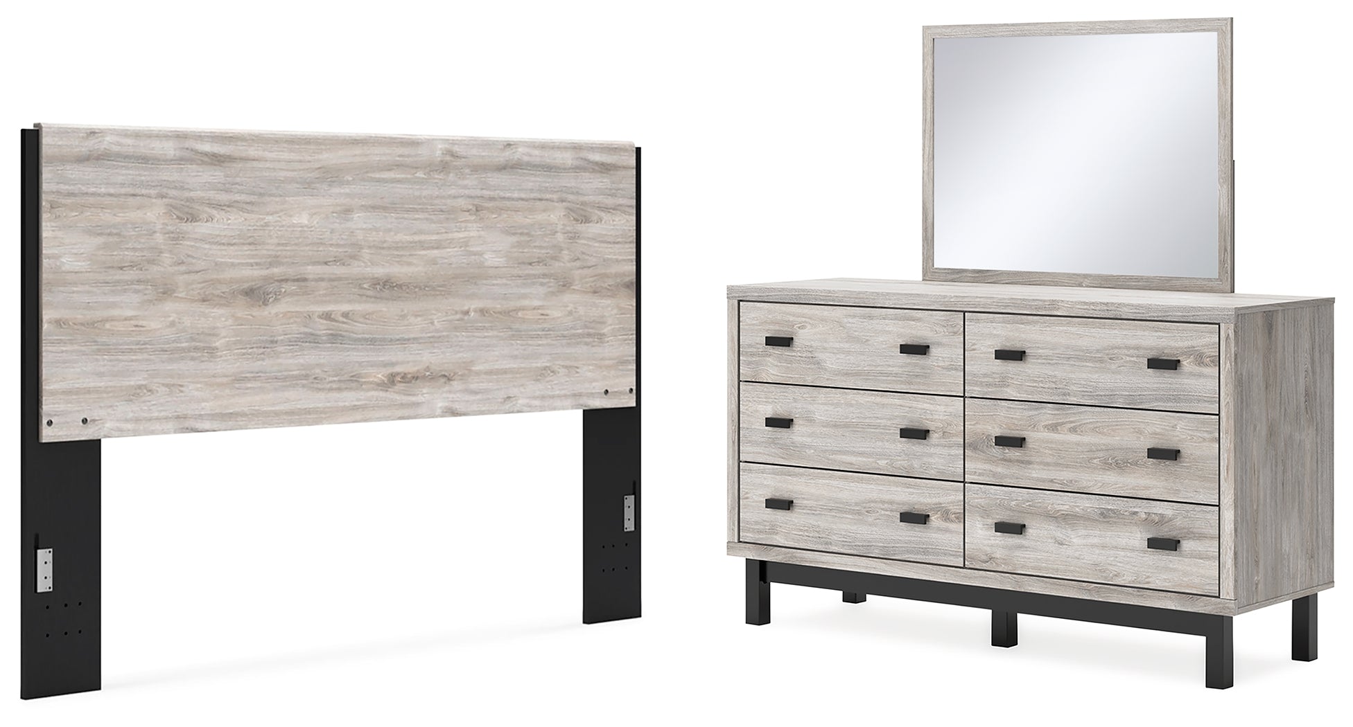 Best Furniture Outlet - Ashley Furniture - Vessalli Bedroom - King Panel Headboard, Dresser and Mirror / Gray - B1036B11