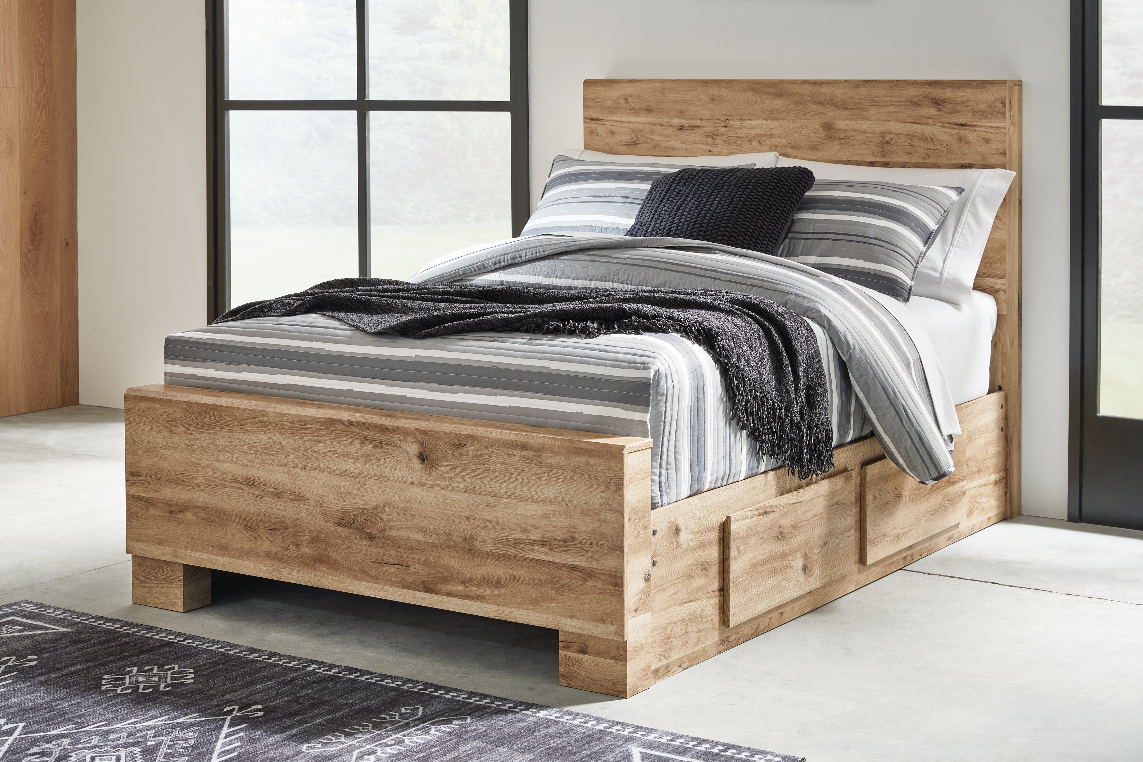 Best Furniture Outlet - Ashley Furniture - Hyanna Bedroom - Full Panel Bed with 1 Side Storage / Tan Brown - B1050B25
