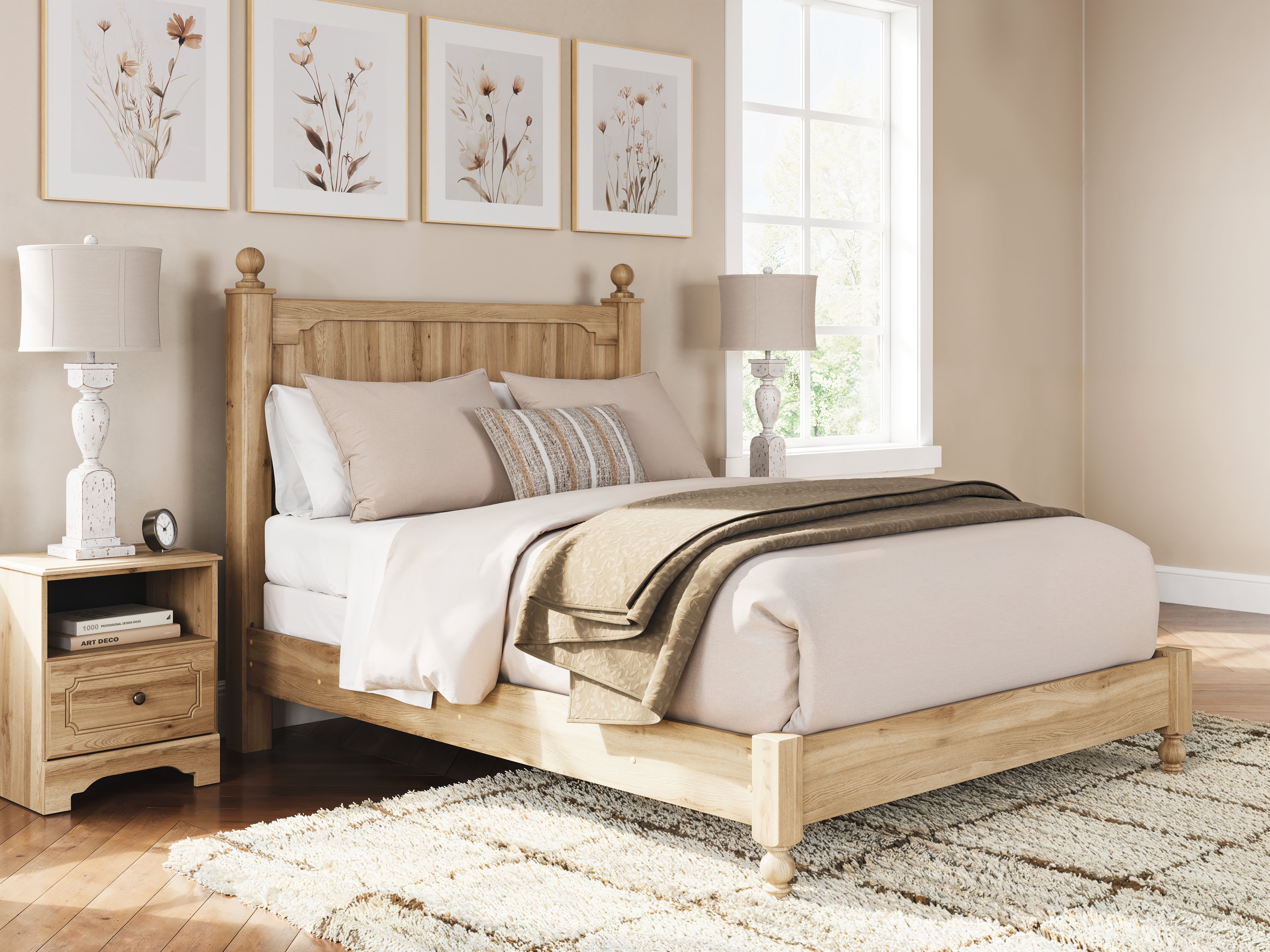 Best Furniture Outlet - Ashley Furniture - Aleaport Bedroom - Queen Panel Bed / Warm Brown - PCB1075B7