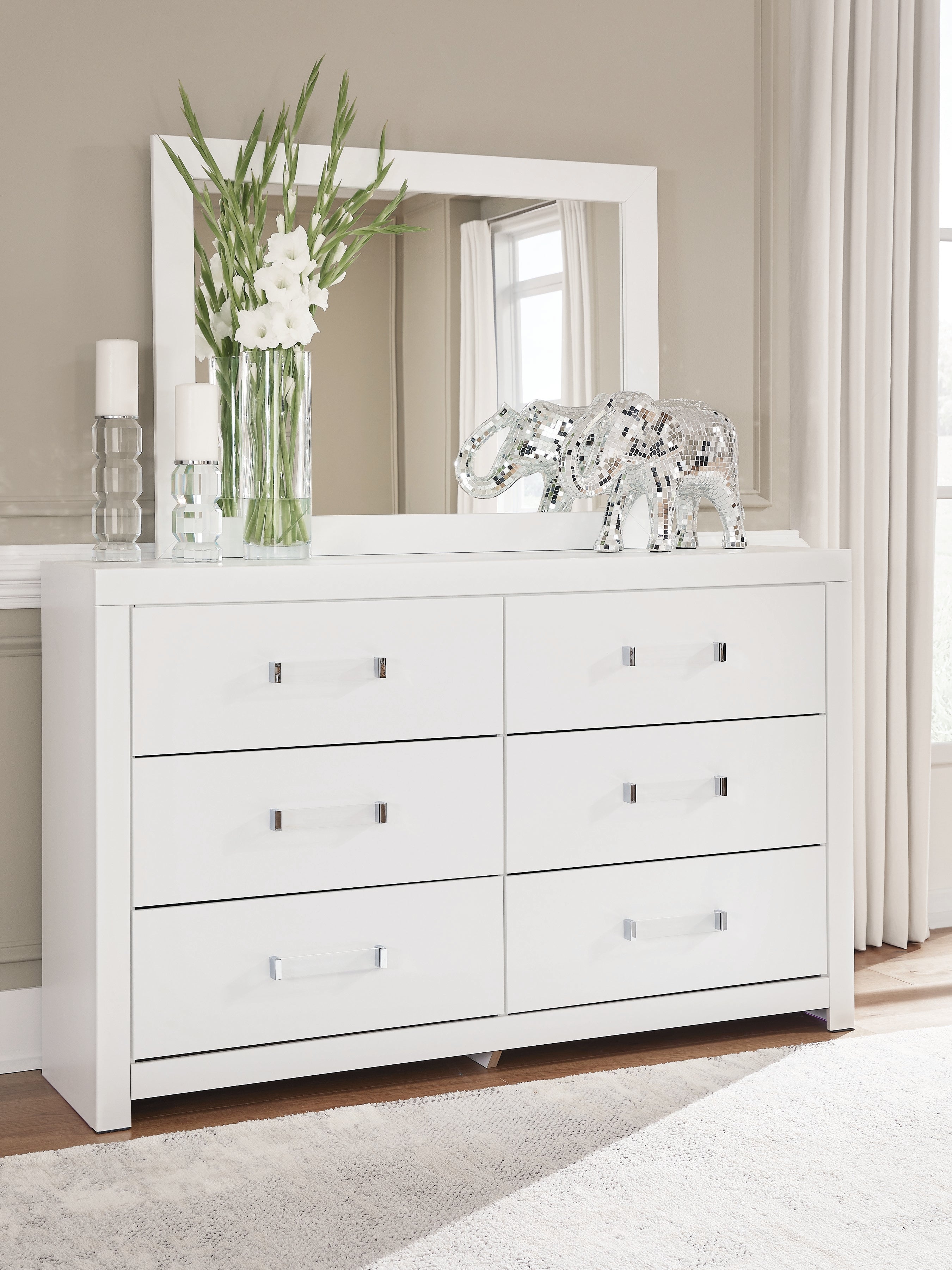 Best Furniture Outlet - Ashley Furniture - Maeling Bedroom - Dresser and Mirror / White - PCB1119B1