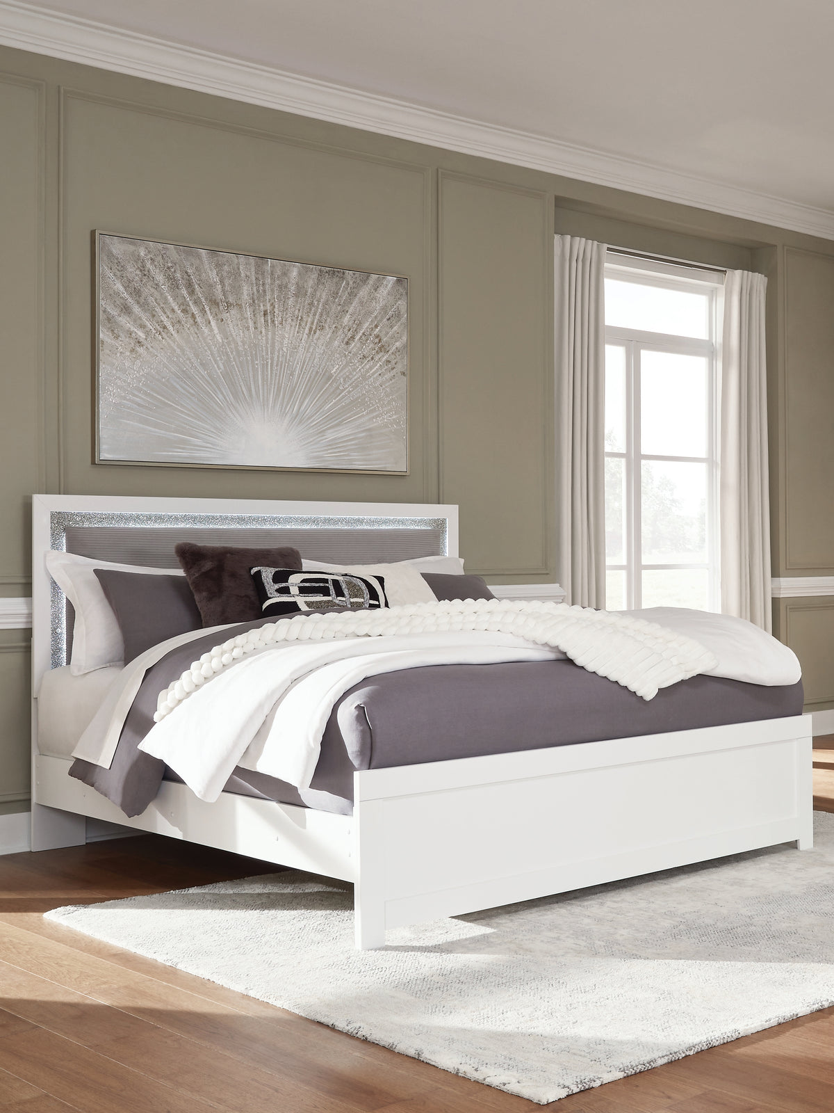 Best Furniture Outlet - Ashley Furniture - Maeling Bedroom - King Upholstered Panel Bed - PCB1119B4