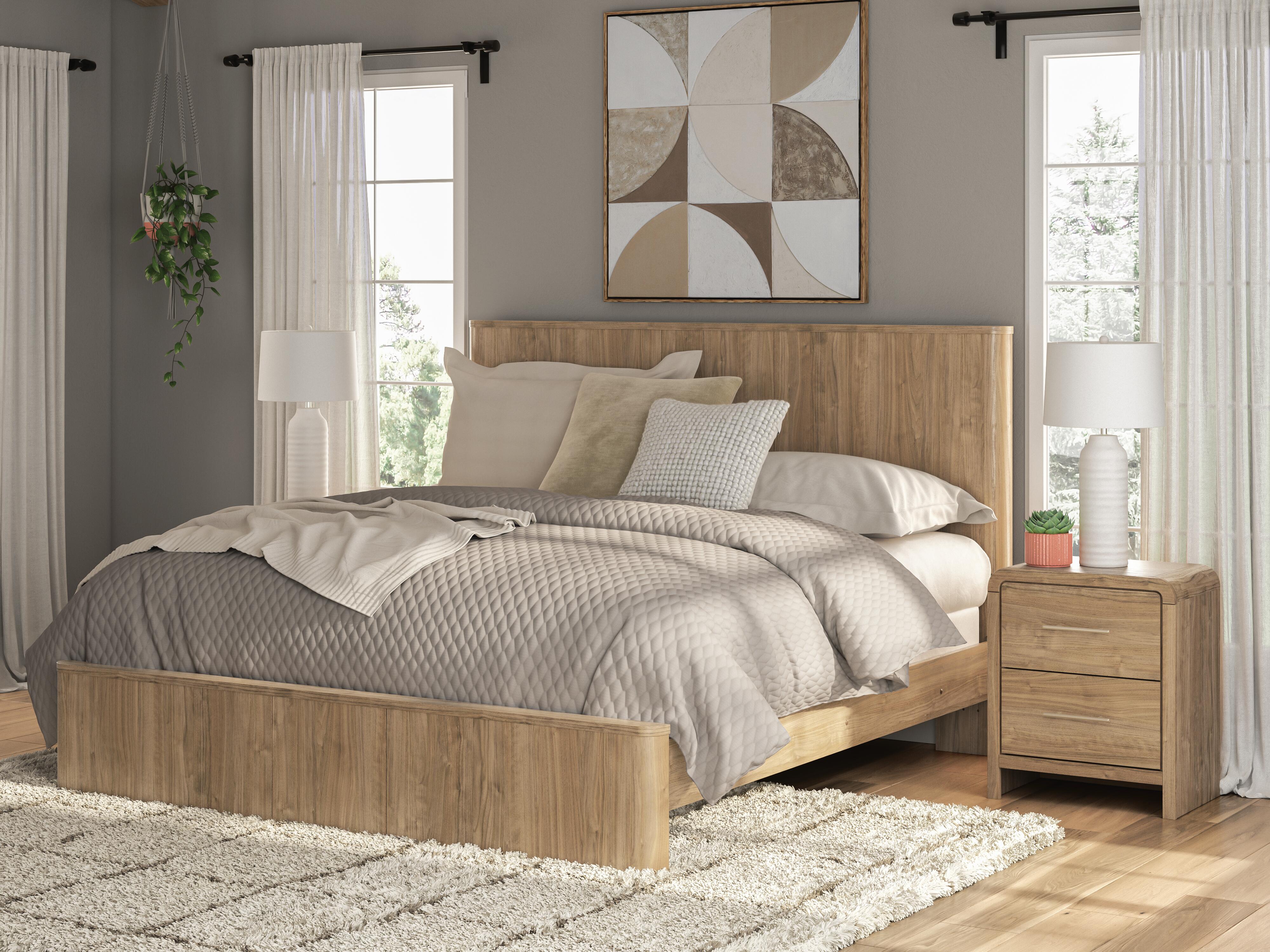 Best Furniture Outlet - Ashley Furniture - Gramburg Bedroom - King Panel Bed / Warm Natural Brown - PCB1121B16