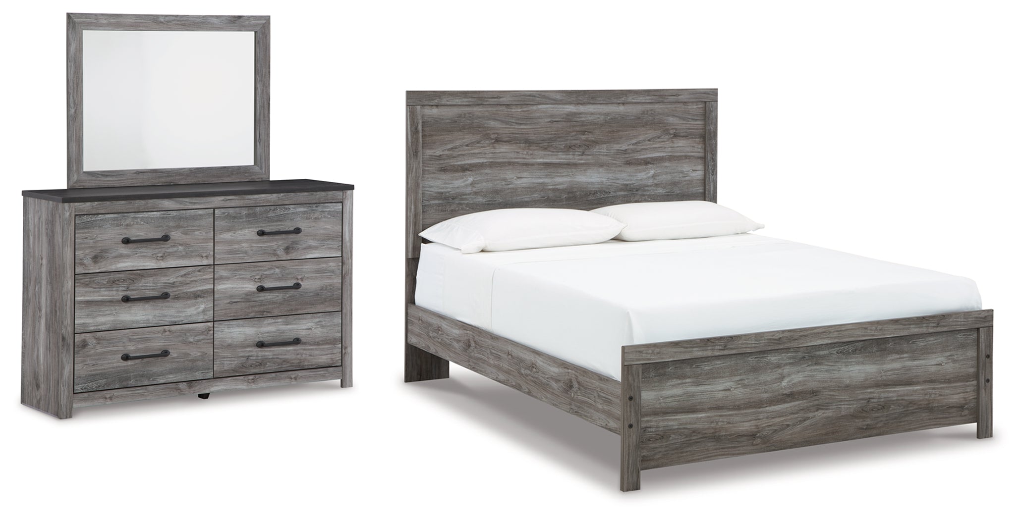 Best Furniture Outlet - Ashley Furniture - Bronyan Bedroom - Queen Panel Bed, Dresser and Mirror / Dark Gray - B1290B3