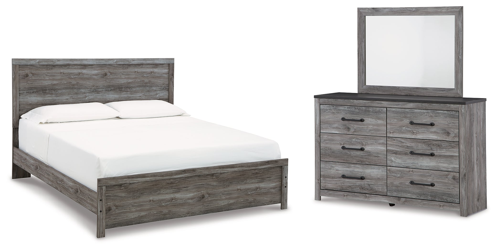 Best Furniture Outlet - Ashley Furniture - Bronyan Bedroom - King Panel Bed, Dresser and Mirror / Dark Gray - B1290B7